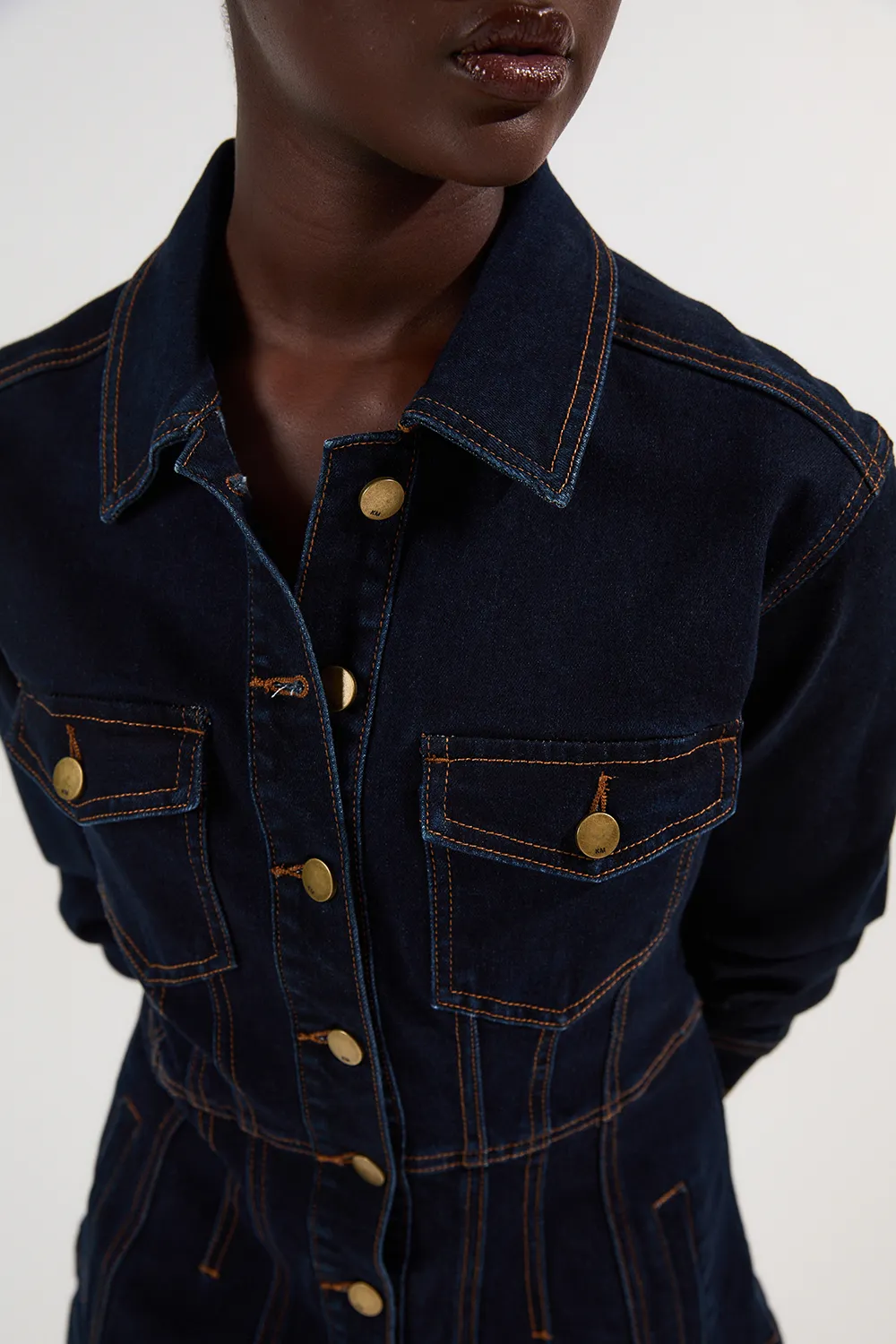 Denim Corset Waist Detail Jacket BKK26058