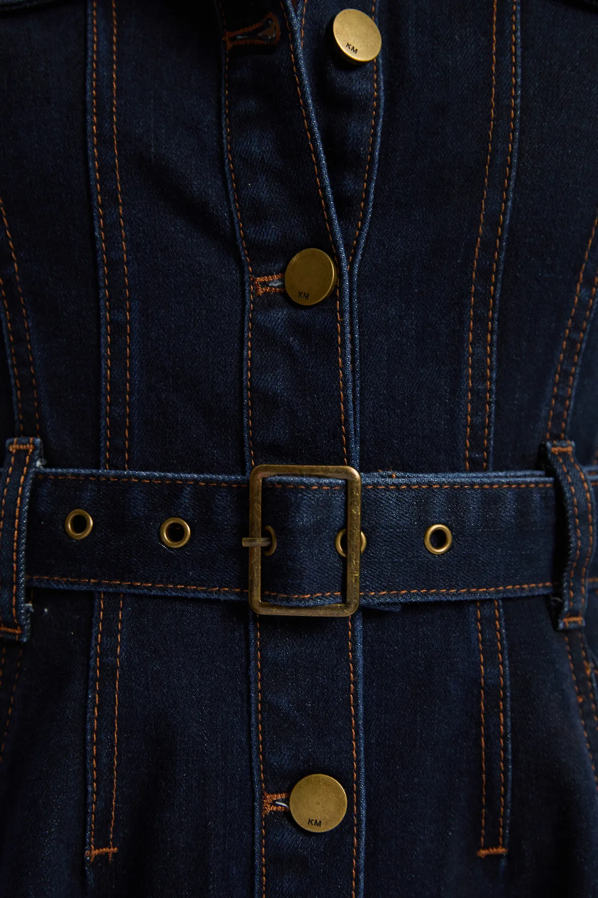 Denim Corset Waist Detail Full Midi Dress BKK26059 3 Denim Corset Waist Detail Full Midi Dress BKK26059