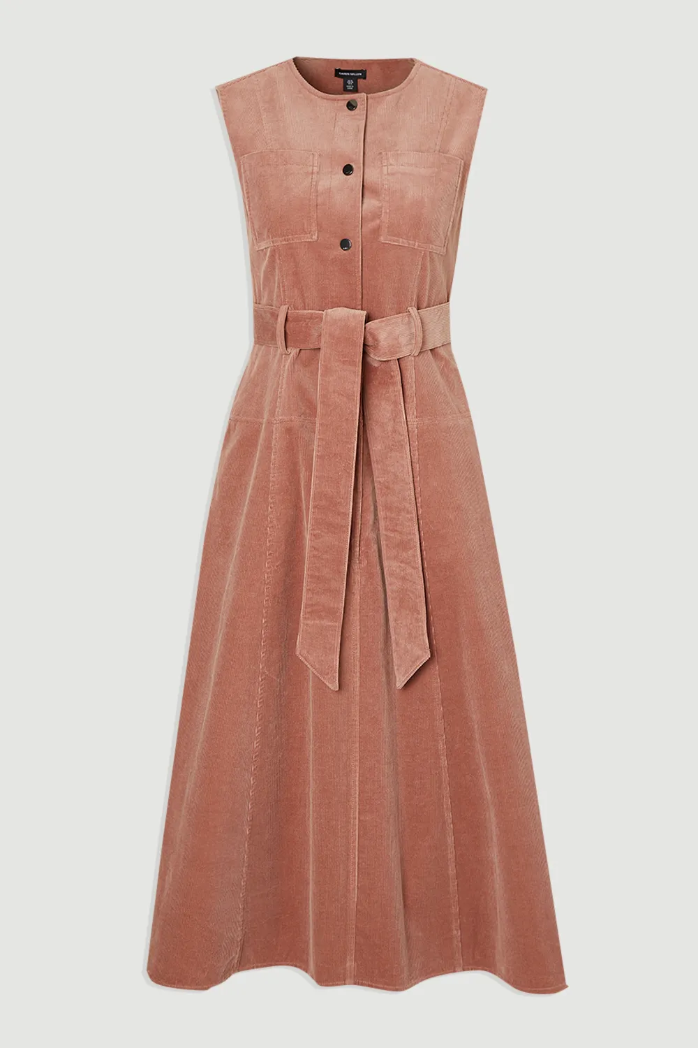 Stretch Cord Belted Midi Dress BKK26064