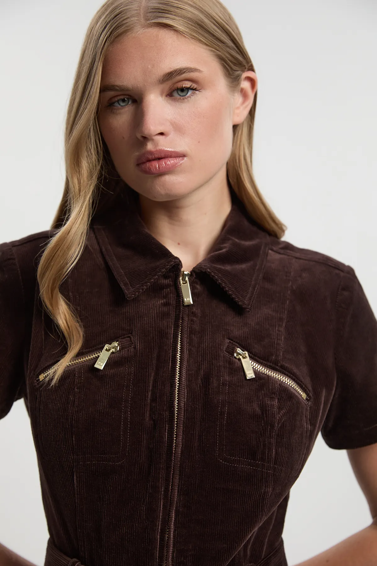 Stretch Cord Wide Leg Jumpsuit BKK26065