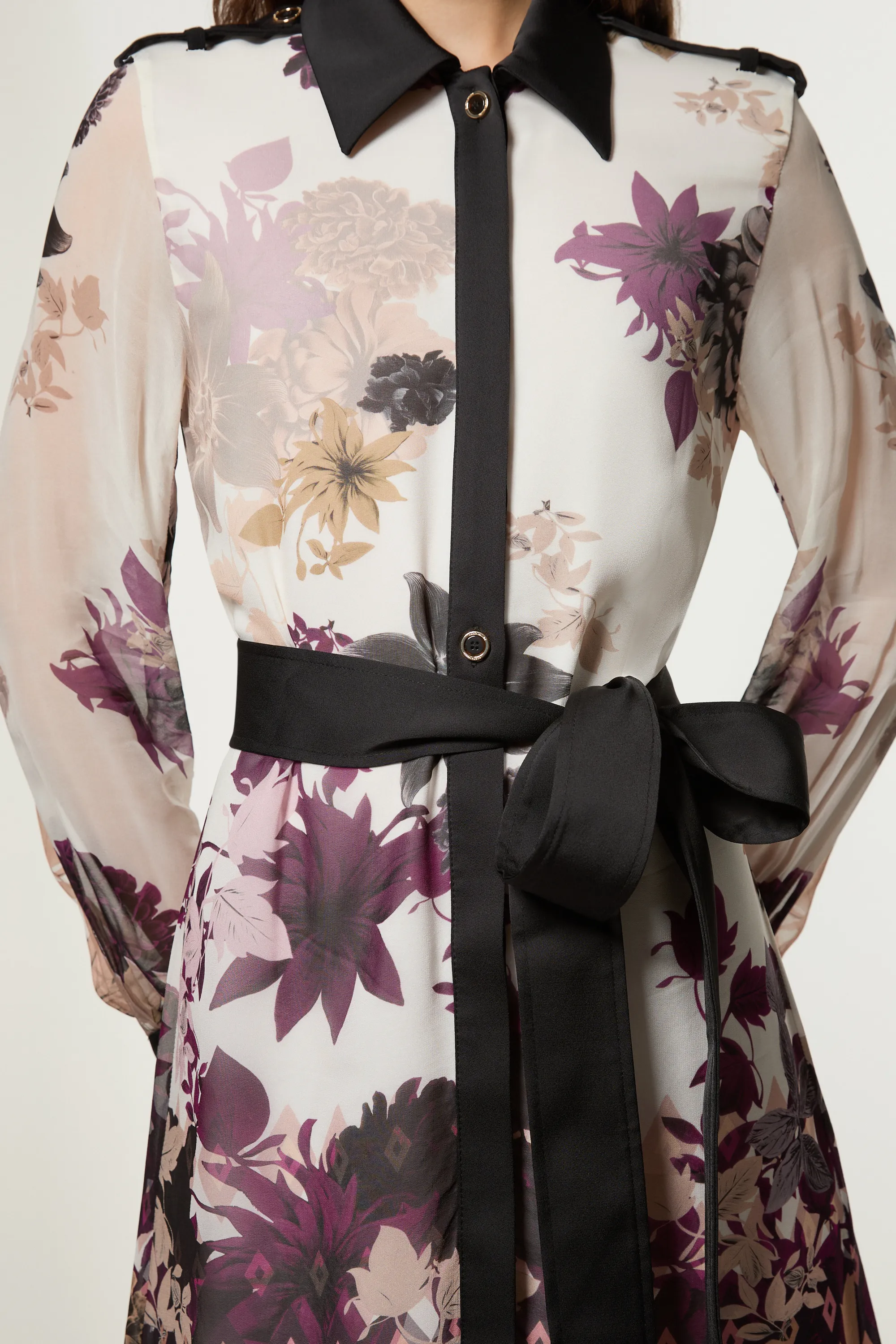 Petite Viscose Georgette Border Print Woven Midi Shirt Dress BKK22877 3 Petite Viscose Georgette Border Print Woven Midi Shirt Dress BKK22877