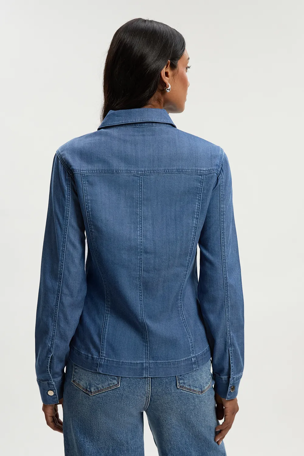 Chambray Stretch Denim Shirt BKK26076 5 Chambray Stretch Denim Shirt BKK26076
