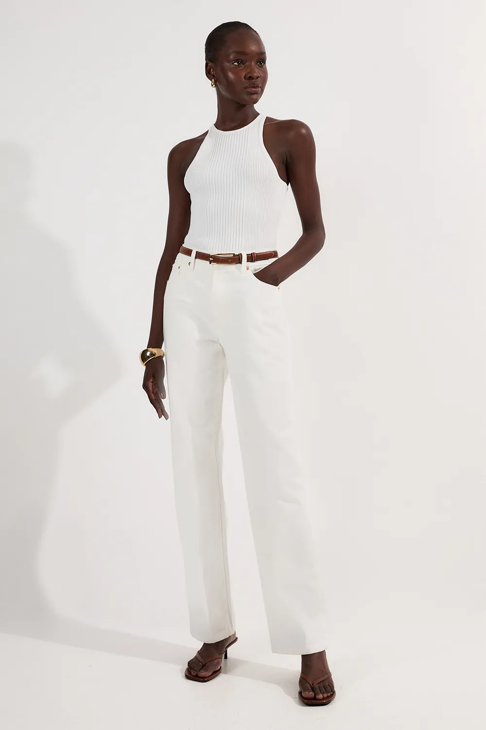 Rigid Denim Mid Rise Straight Leg Jean BKK26084