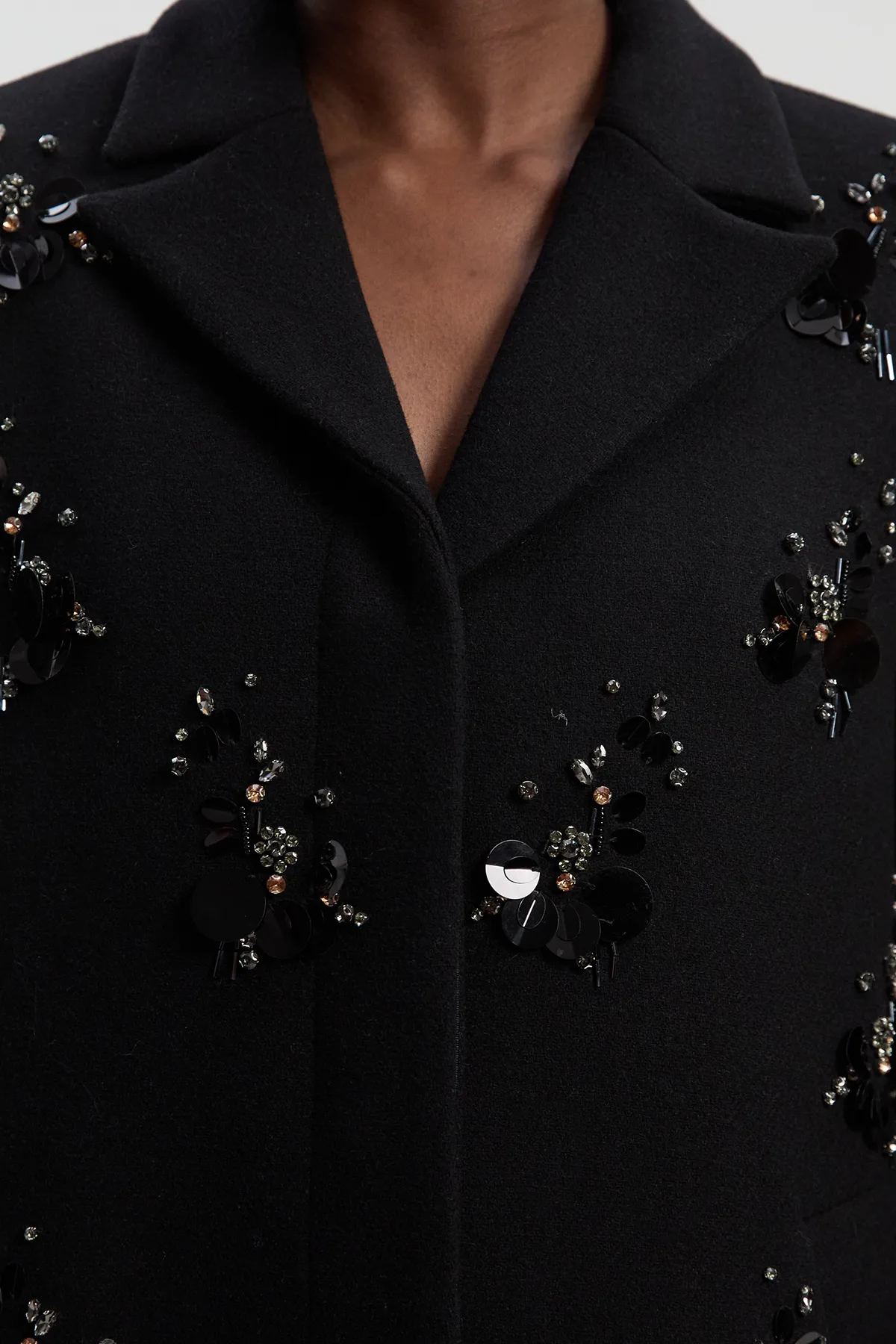 Wool Embellished Single Breasted Tailored Coat BKK26102 4 Wool Embellished Single Breasted Tailored Coat BKK26102