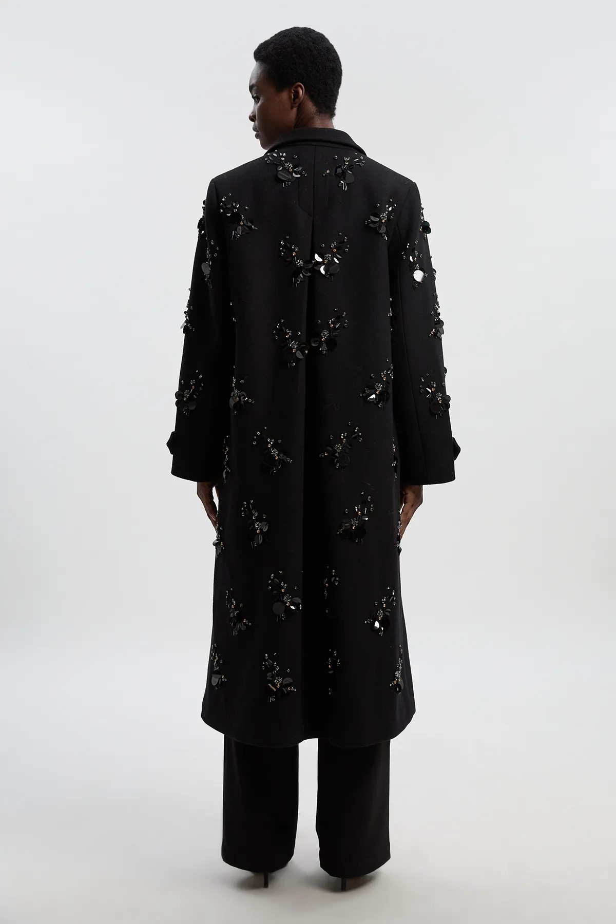 Wool Embellished Single Breasted Tailored Coat BKK26102 5 Wool Embellished Single Breasted Tailored Coat BKK26102