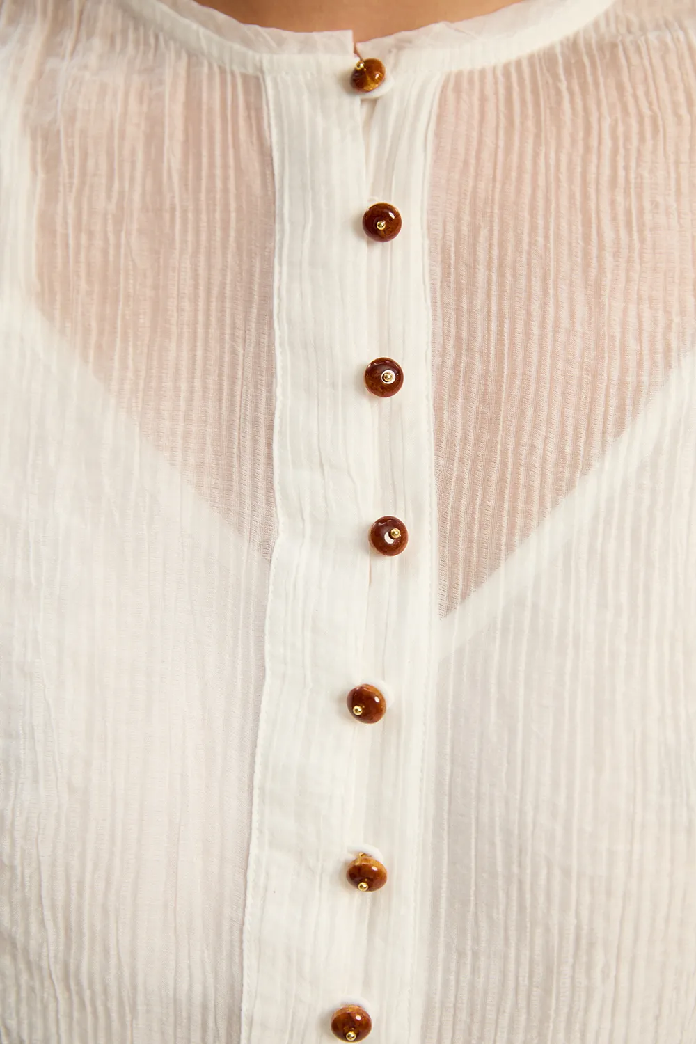 Crinkle Georgette Button Detail Woven Blouse BKK26107