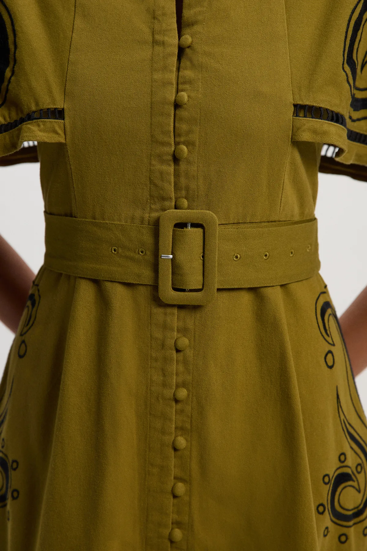 Baroque Embroidered Cape Sleeve Twill Woven Maxi Dress BKK26115 3 Baroque Embroidered Cape Sleeve Twill Woven Maxi Dress BKK26115