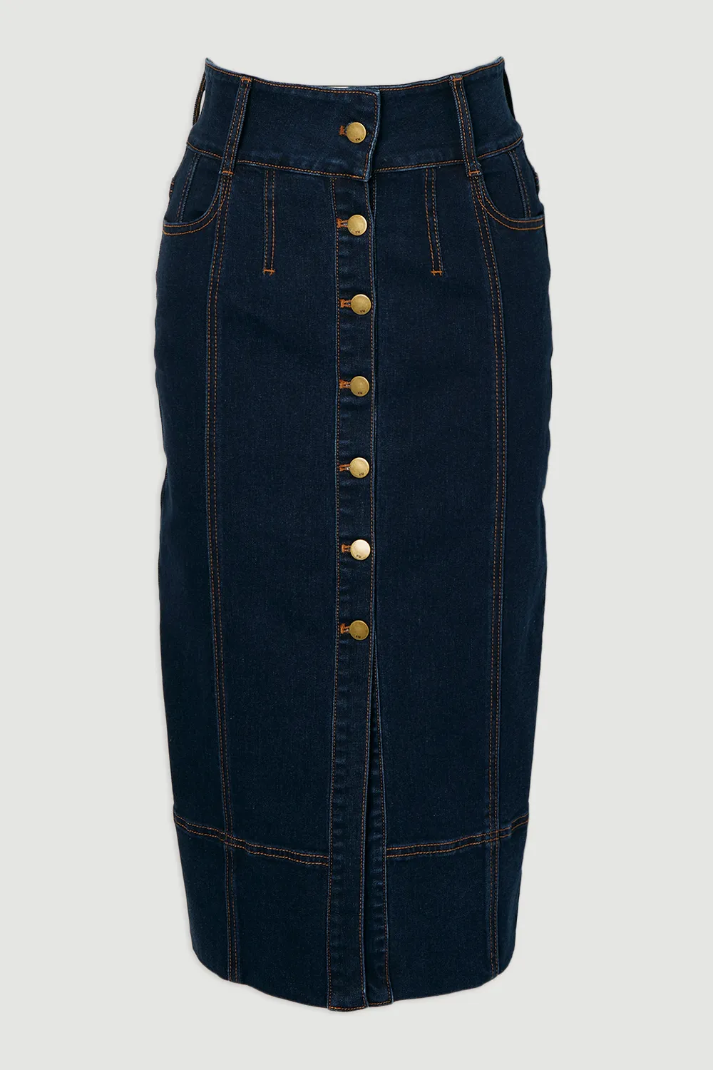 Denim Corset Waist Detail Pencil Skirt BKK26124 4 Denim Corset Waist Detail Pencil Skirt BKK26124