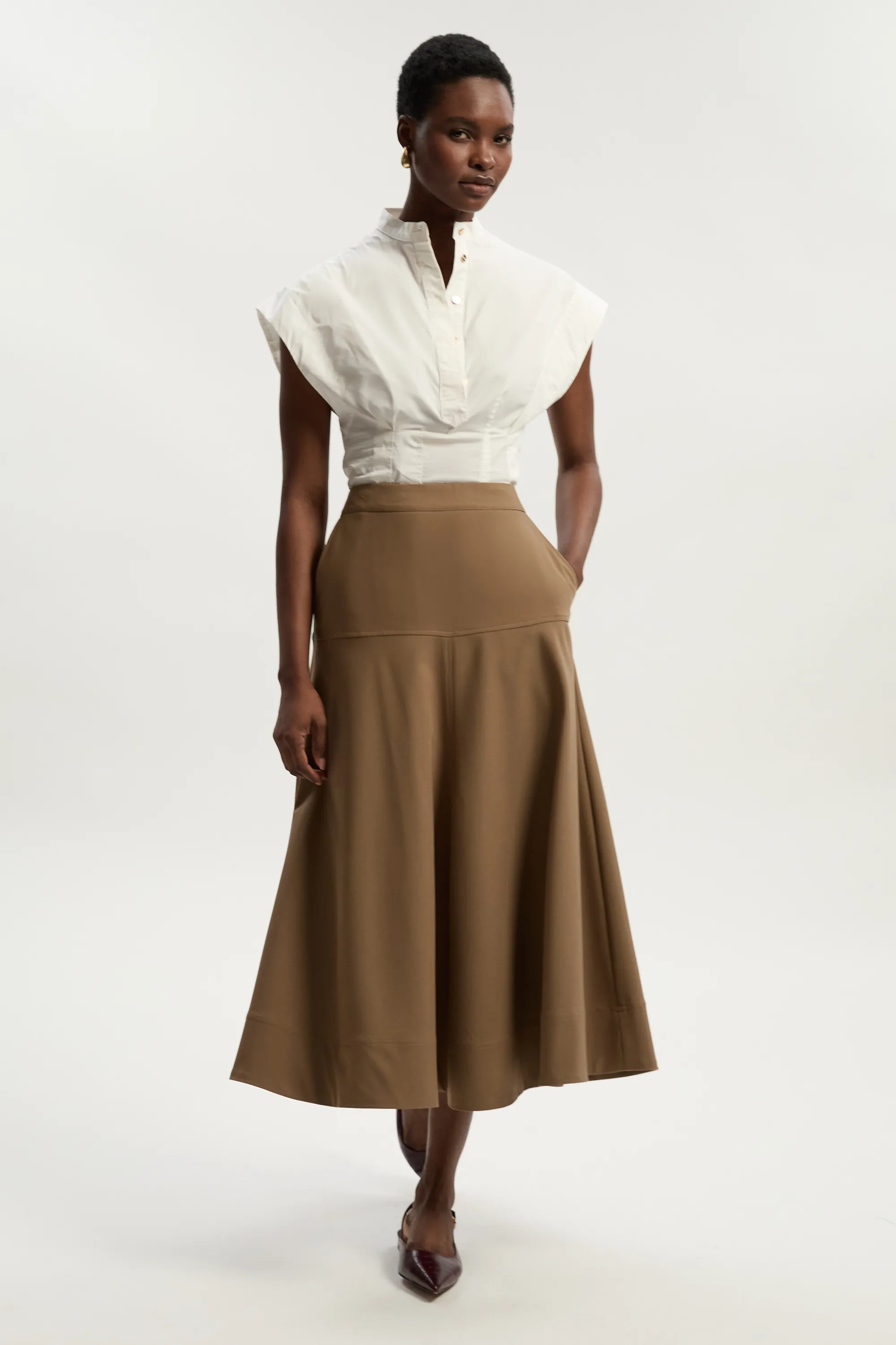 Viscose Blend Tailored Full skirt BKK26137