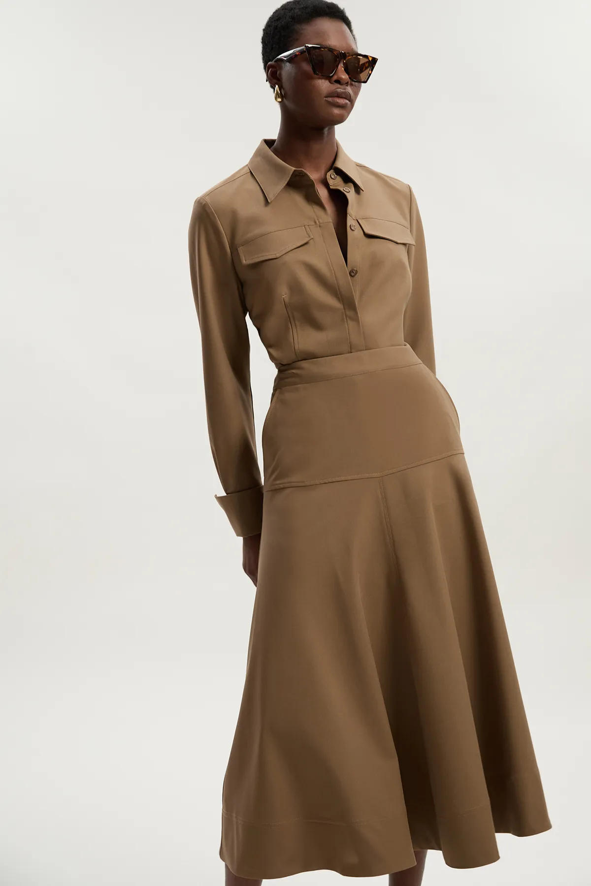 Viscose Blend Tailored Full skirt BKK26137