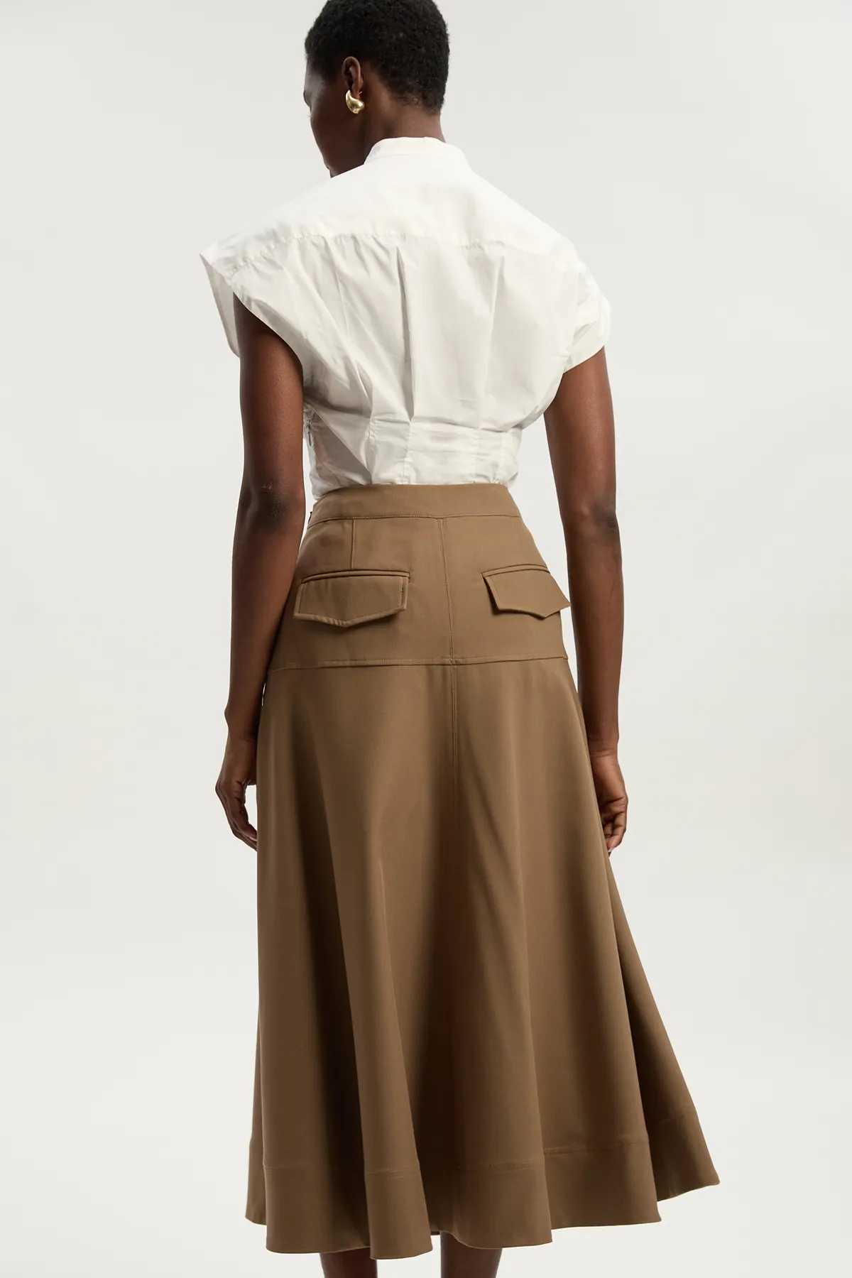 Viscose Blend Tailored Full skirt BKK26137