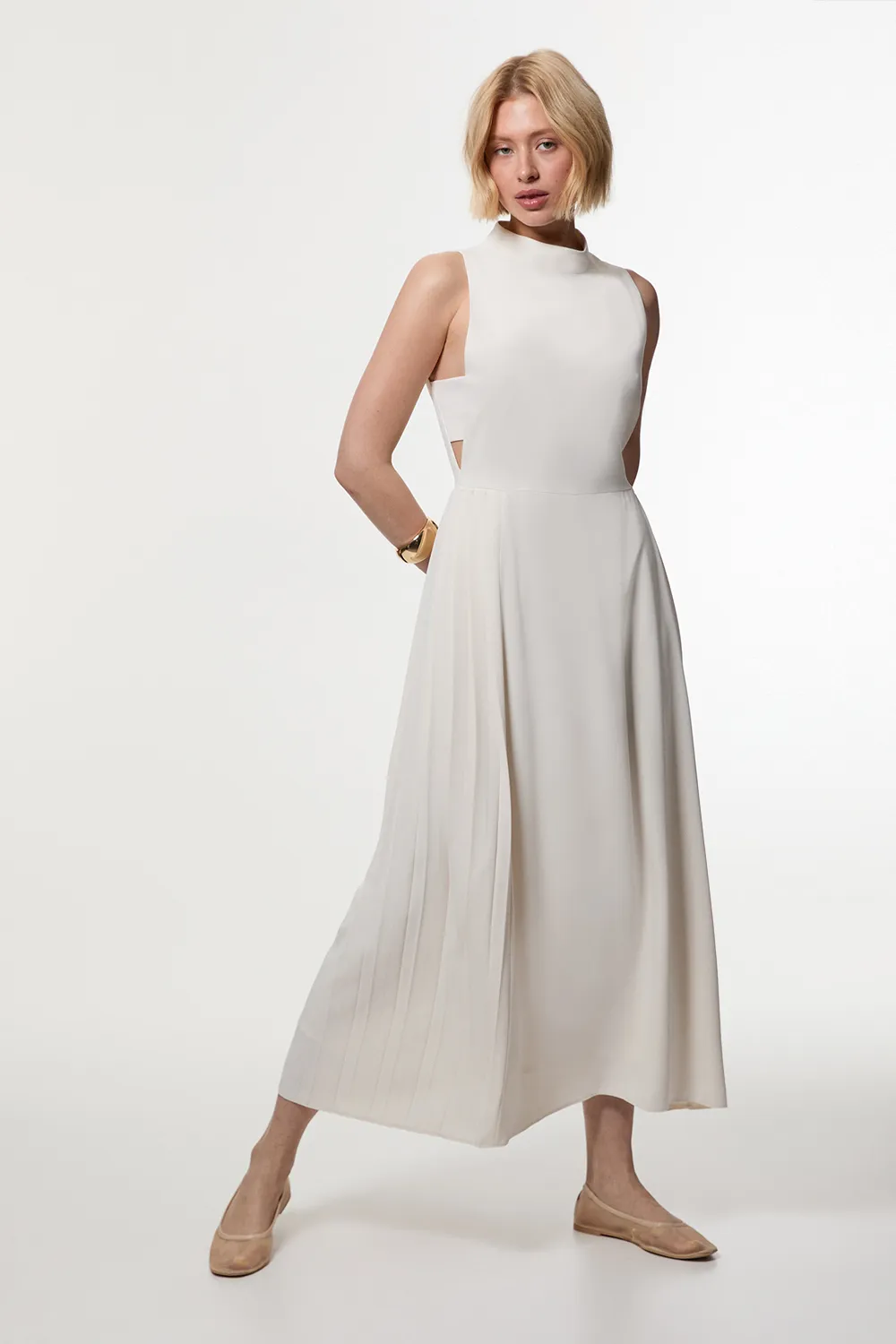 Tall Soft Tailored Pleated Panel Midaxi Dress BKK17872