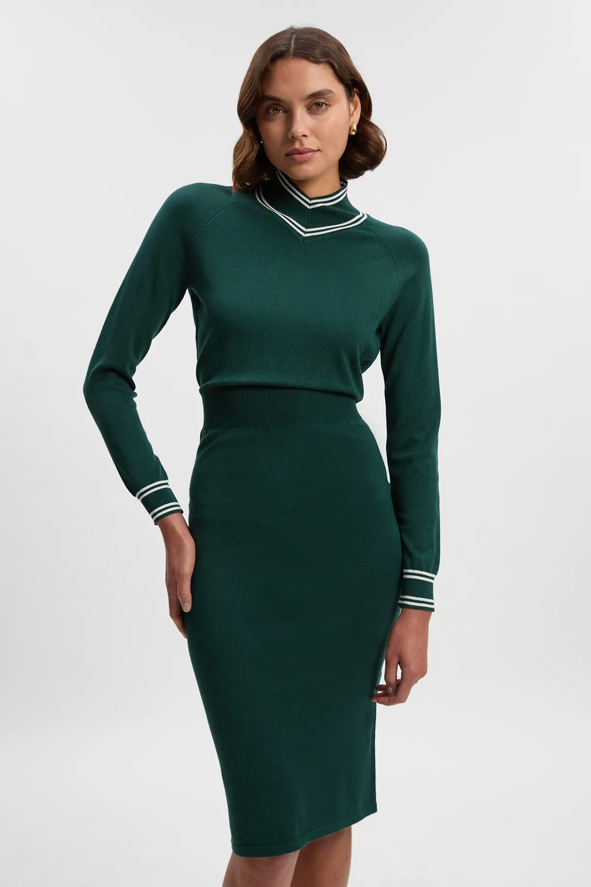 Viscose Blend High Neck Knit Mini Dress BKK26152