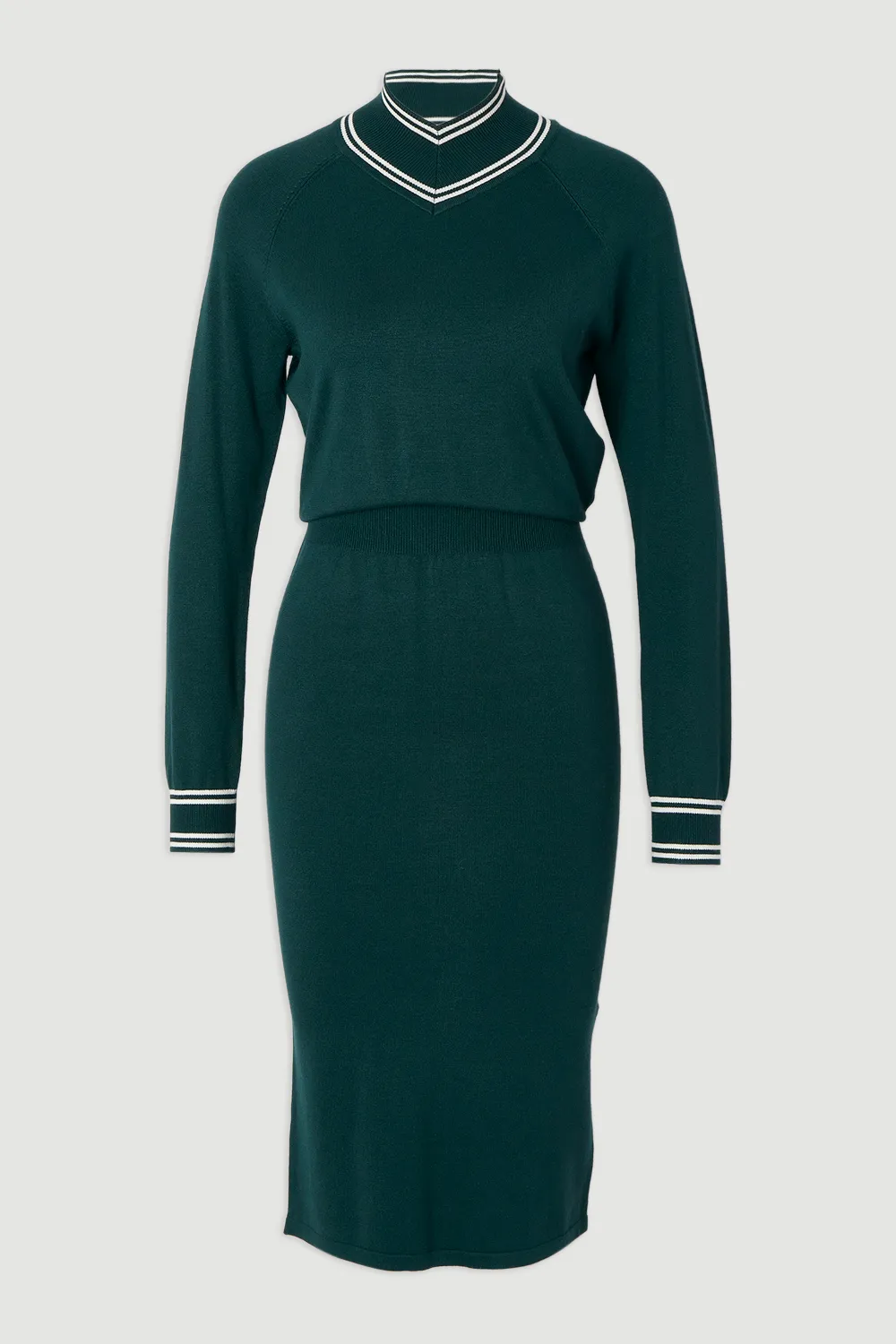 Viscose Blend High Neck Knit Mini Dress BKK26152