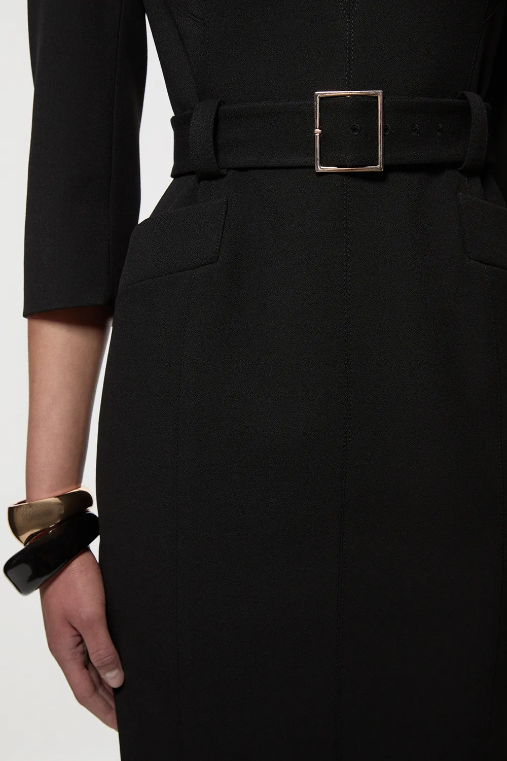 Structured Crepe Belted Forever Midi Dress BKK26160