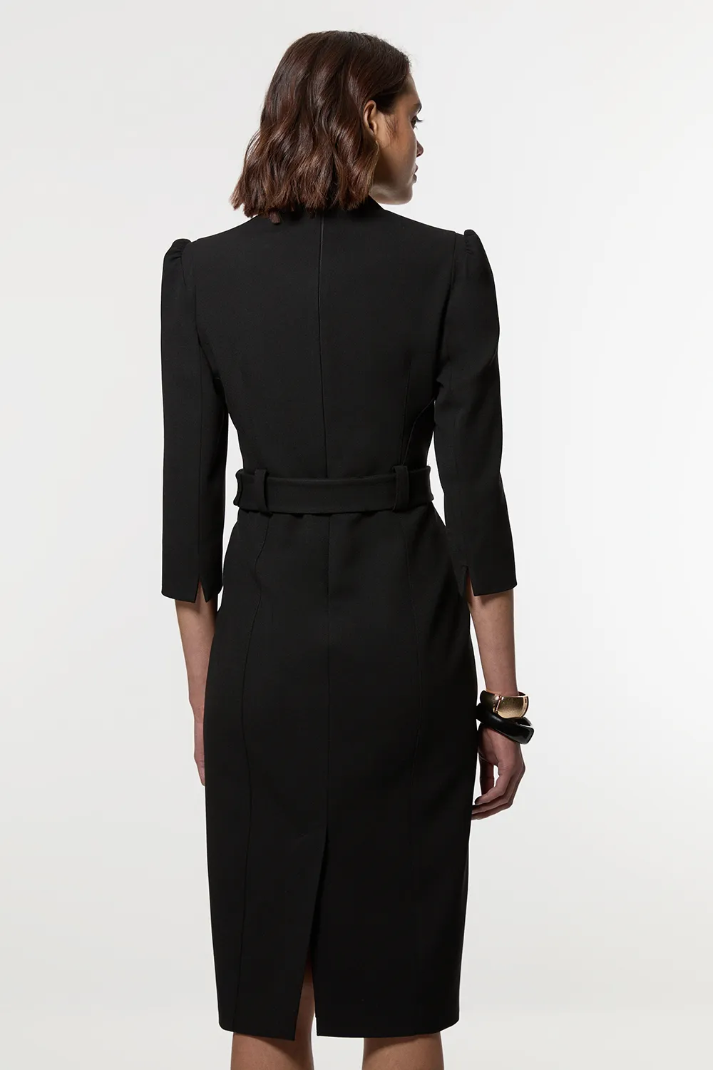 Structured Crepe Belted Forever Midi Dress BKK26160