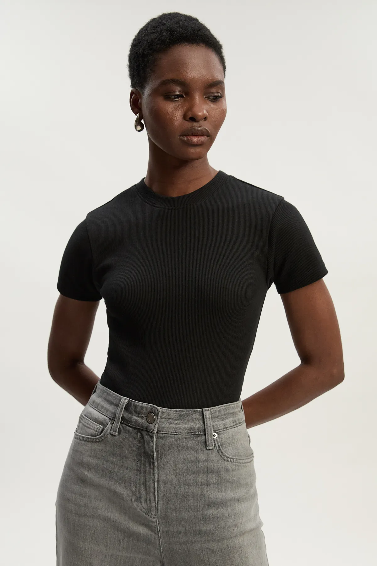 Compact Jersey Ribbed T-Shirt BKK26183