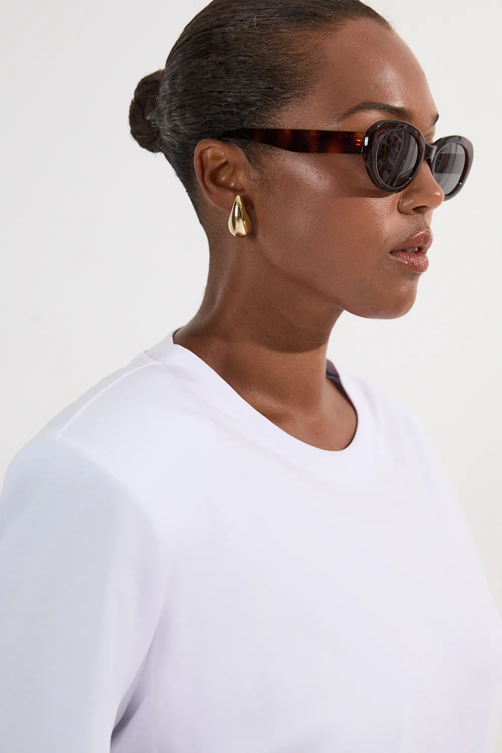 Plus Size Power Shoulder Jersey T-Shirt BKK26185