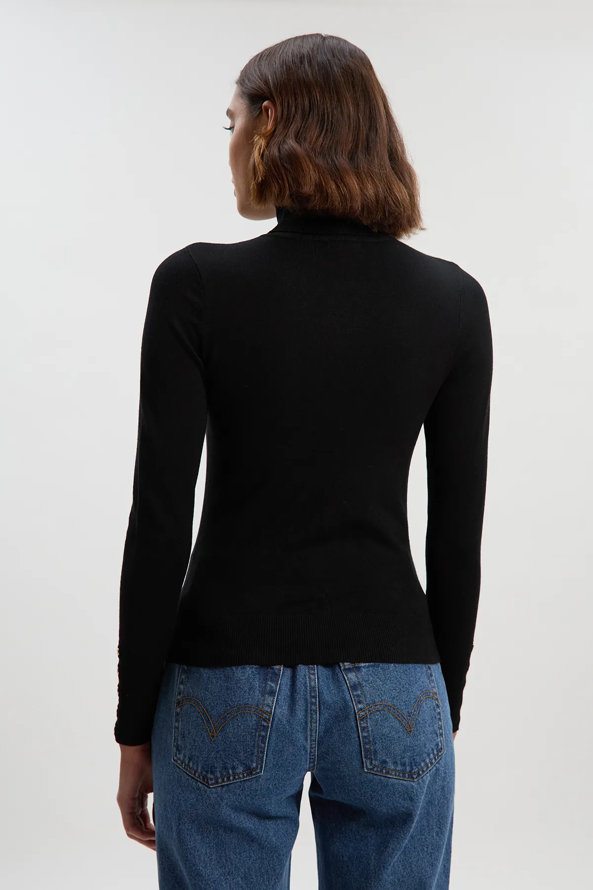 Viscose Blend Roll Neck Knit Jumper BKK26196