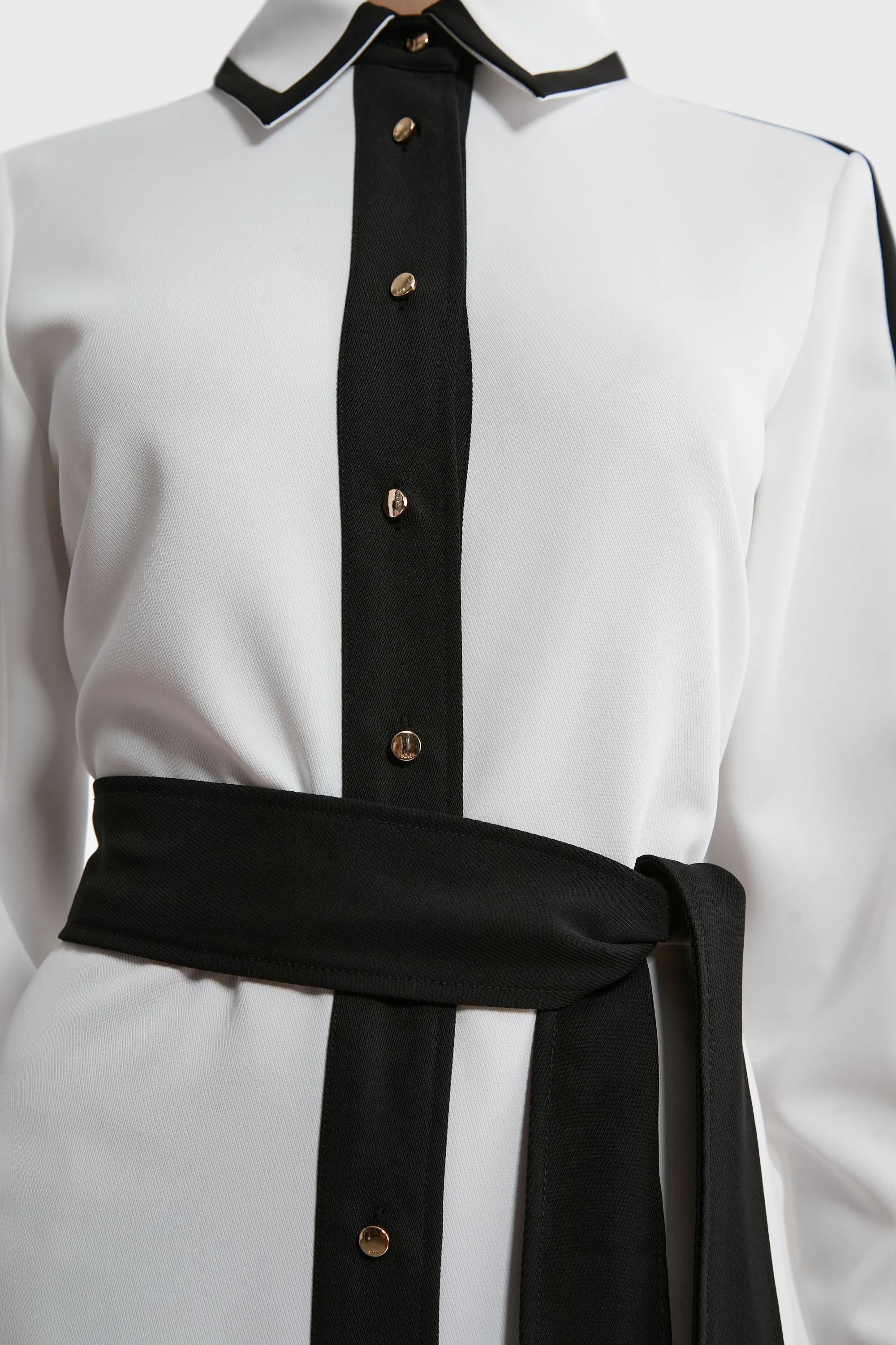 Color Block Twill Woven Belted Midi Shirt Dress BKK22903 3 Color Block Twill Woven Belted Midi Shirt Dress BKK22903