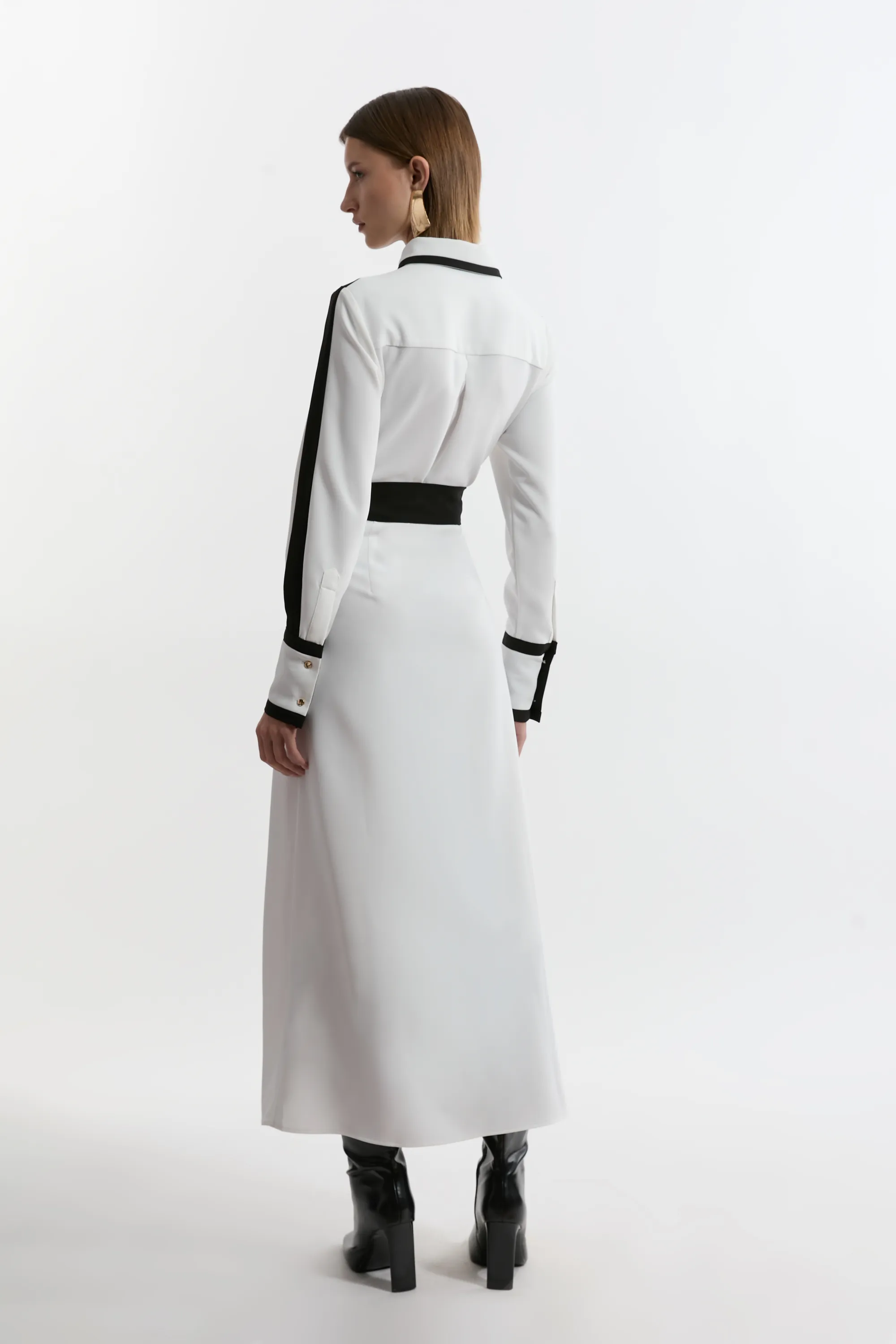 Color Block Twill Woven Belted Midi Shirt Dress BKK22903 5 Color Block Twill Woven Belted Midi Shirt Dress BKK22903