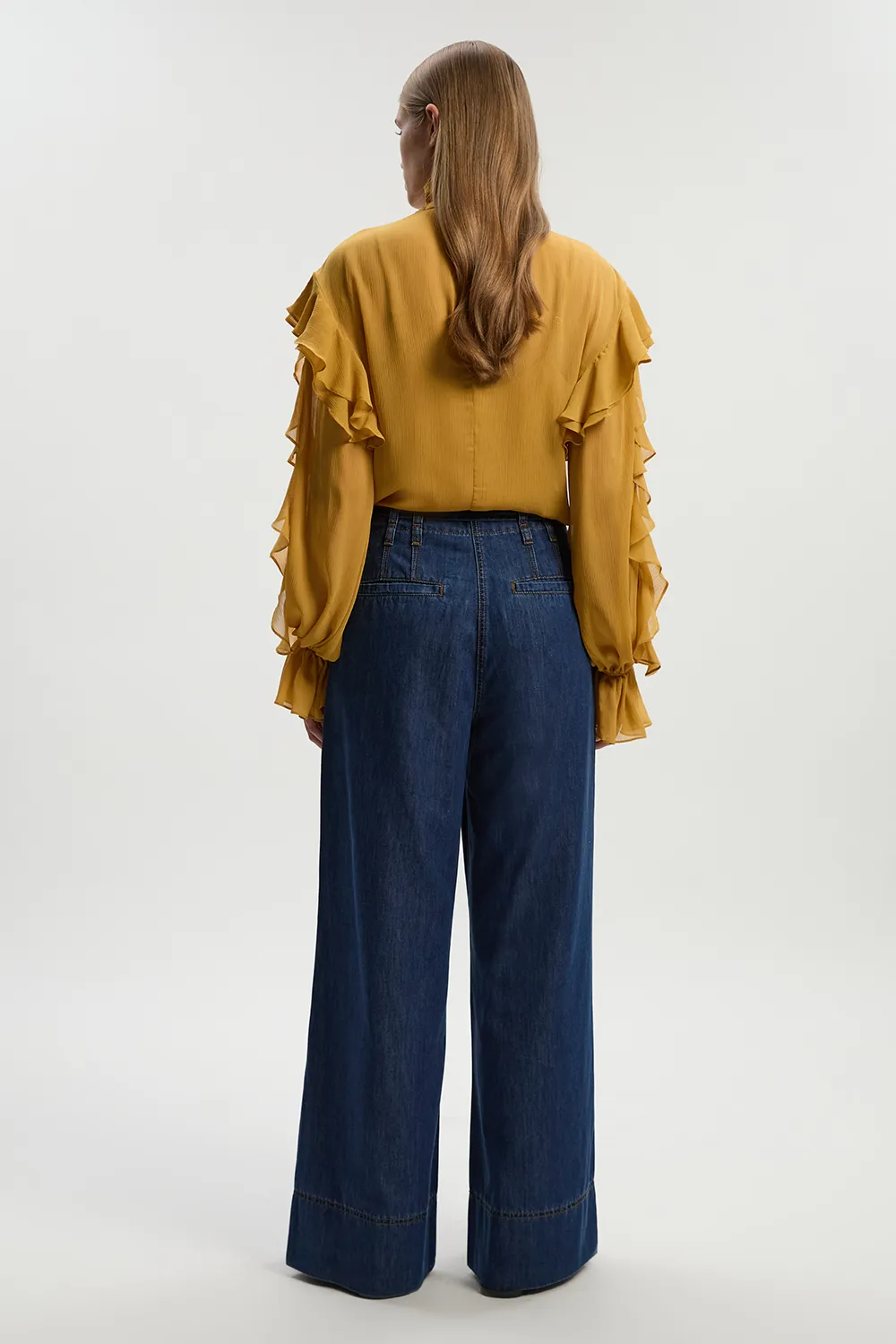 Denim Tie Waist Wide Leg Tailored Trouser BKK26230