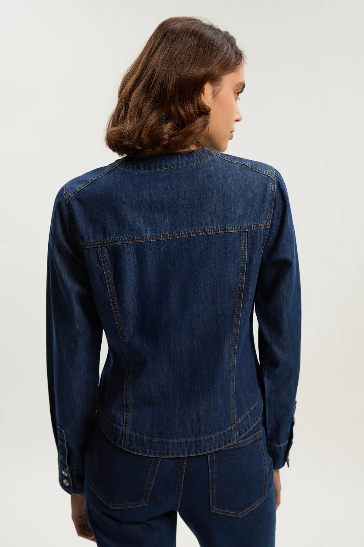 Denim Collarless Tailored Western Shirt BKK26233 5 Denim Collarless Tailored Western Shirt BKK26233