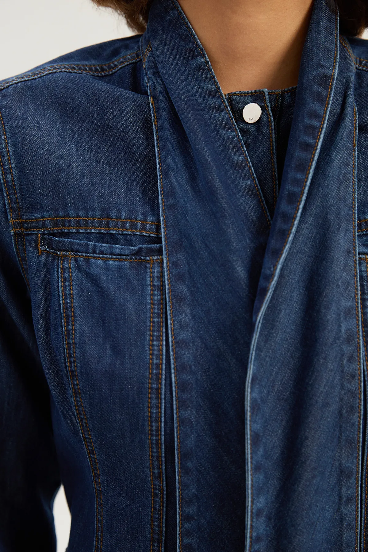 Denim Pussy Bow Shirt Dress BKK26234