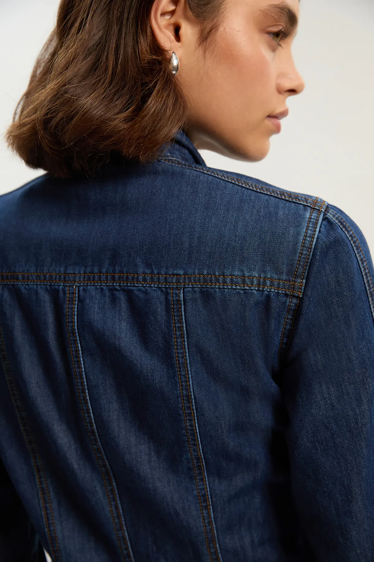 Denim Pussy Bow Shirt Dress BKK26234 3 Denim Pussy Bow Shirt Dress BKK26234