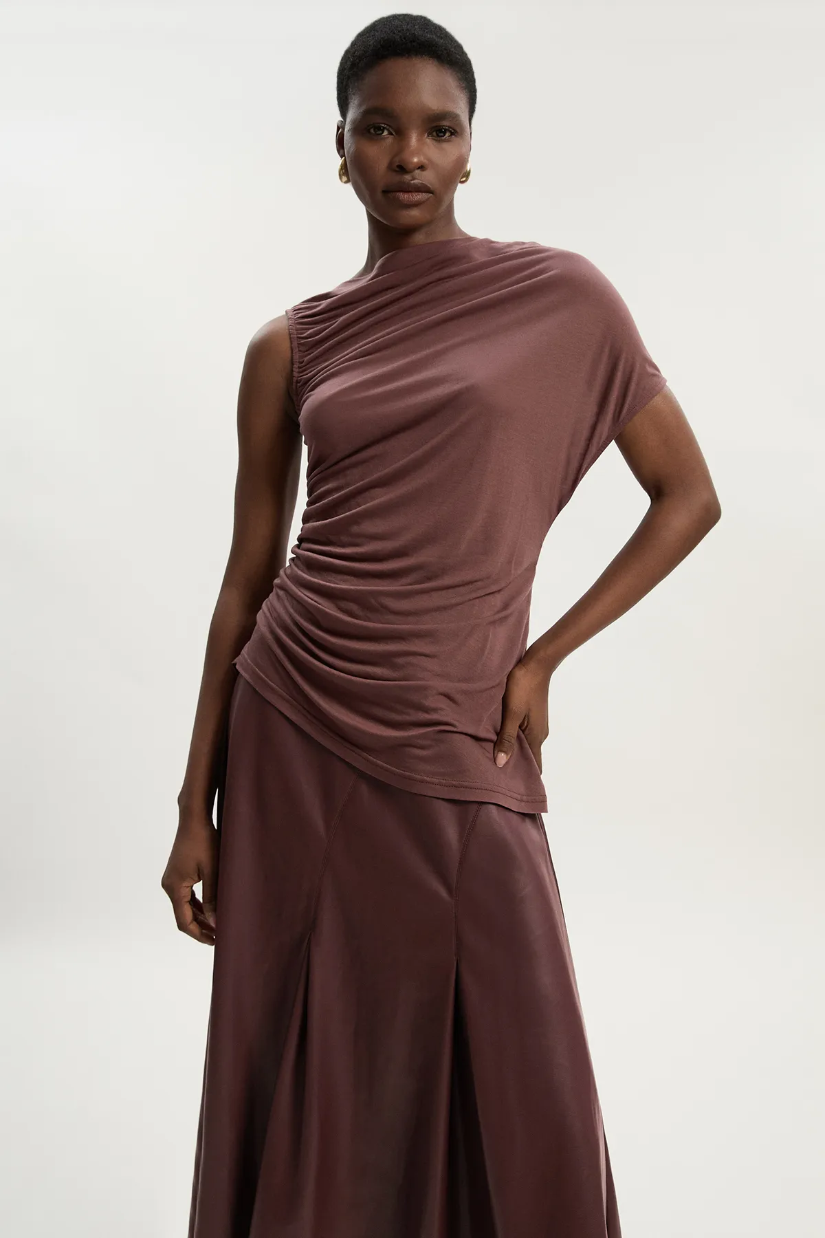 Tencel Ruched Detail Top BKK26246