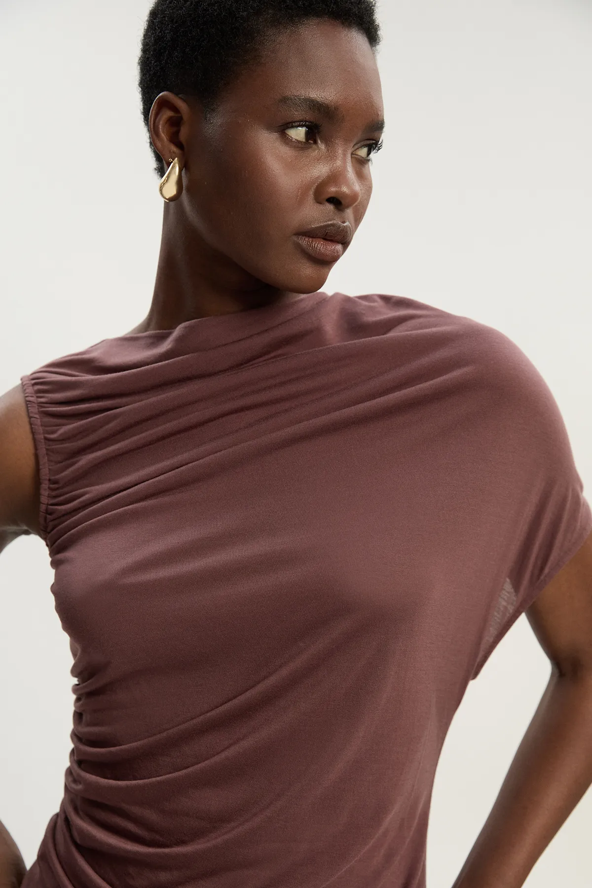 Tencel Ruched Detail Top BKK26246