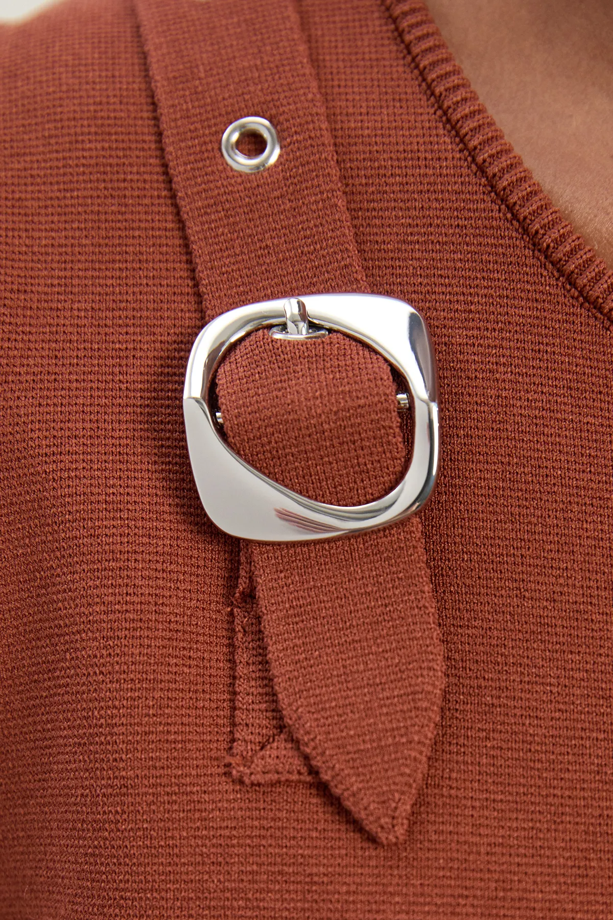 Plus Size Buckle Trim Knitted Top BKK26330 3 Plus Size Buckle Trim Knitted Top BKK26330