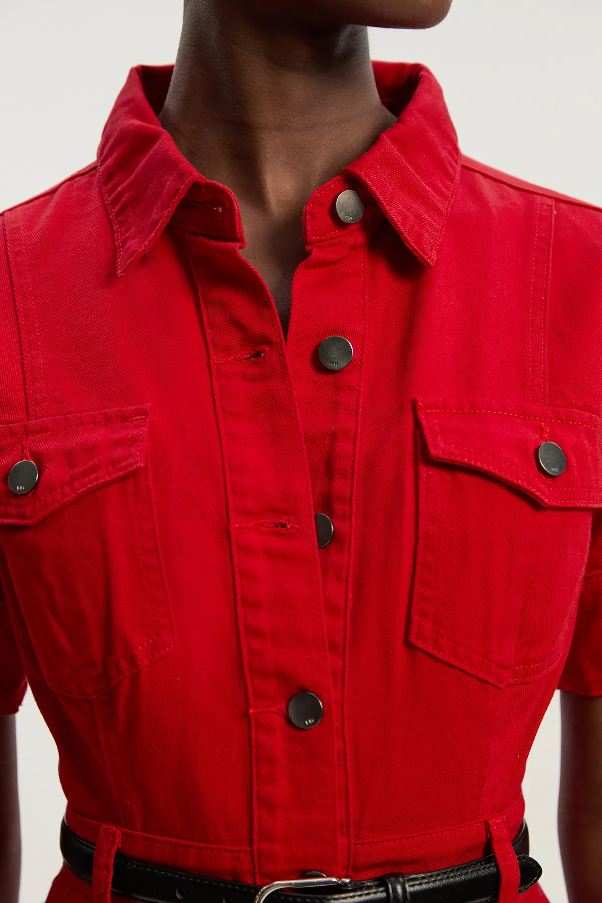 Denim Short Sleeve Shirt Dress BKK26372 3 Denim Short Sleeve Shirt Dress BKK26372