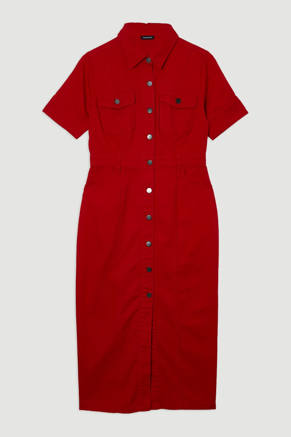 Denim Short Sleeve Shirt Dress BKK26372 4 Denim Short Sleeve Shirt Dress BKK26372