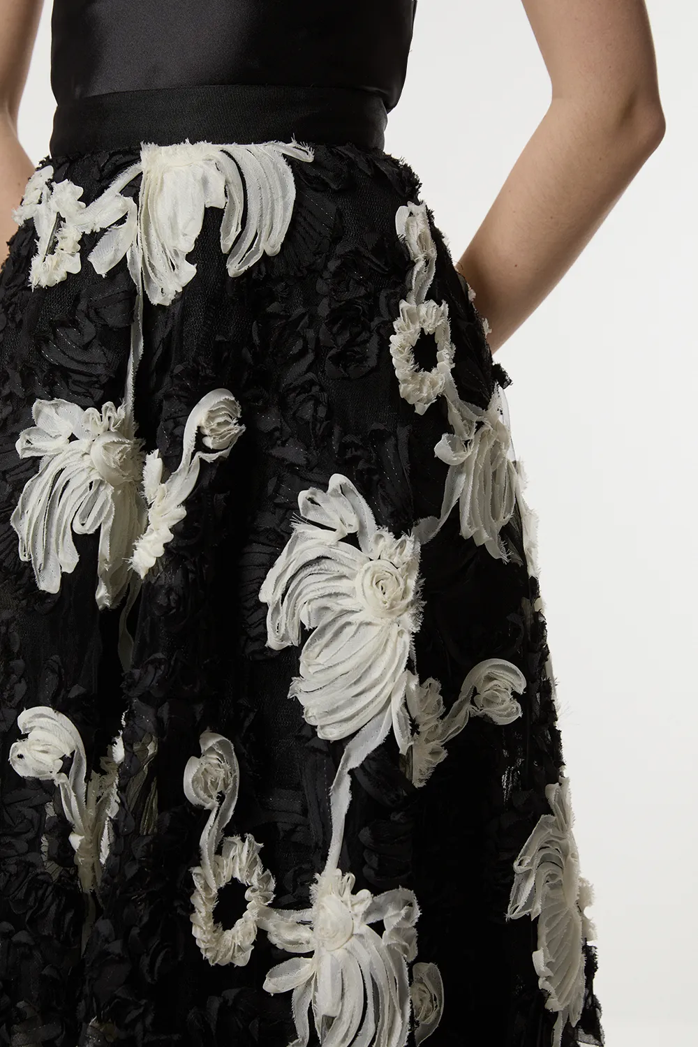 Rosette Mono Textured Woven Prom Skirt BKK22932 3 Rosette Mono Textured Woven Prom Skirt BKK22932