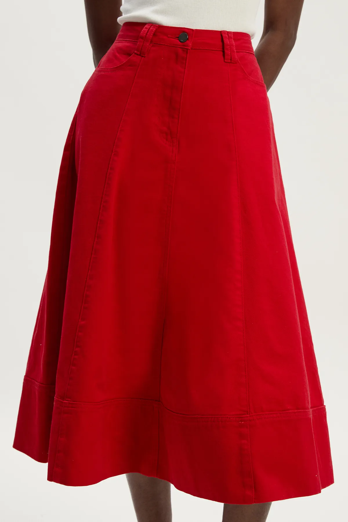 Denim 5 Pocket Midi Skirt BKK26375