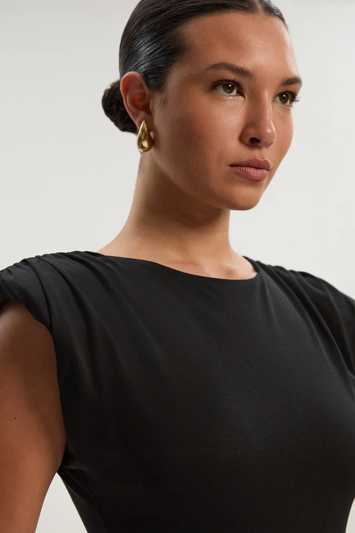 Stretch Jersey Power Shoulder Bodysuit BKK26436