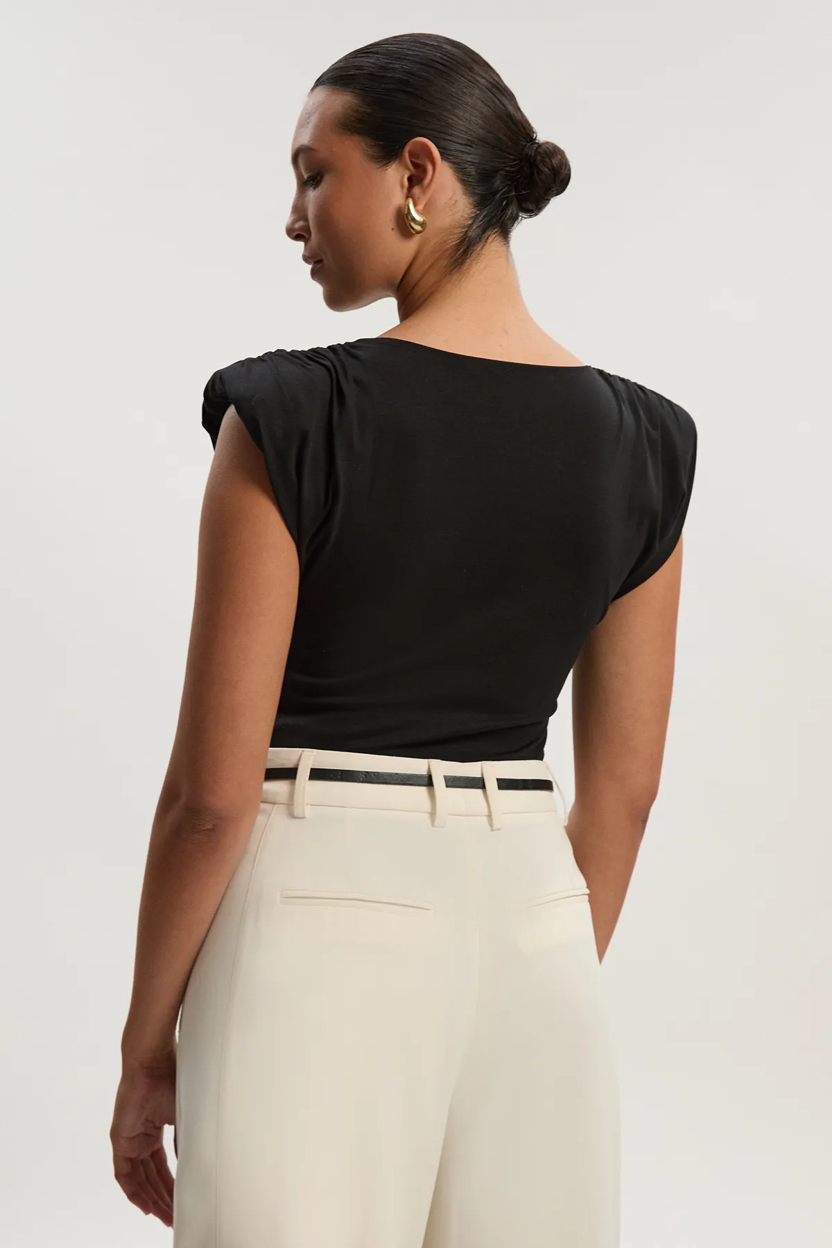 Stretch Jersey Power Shoulder Bodysuit BKK26436