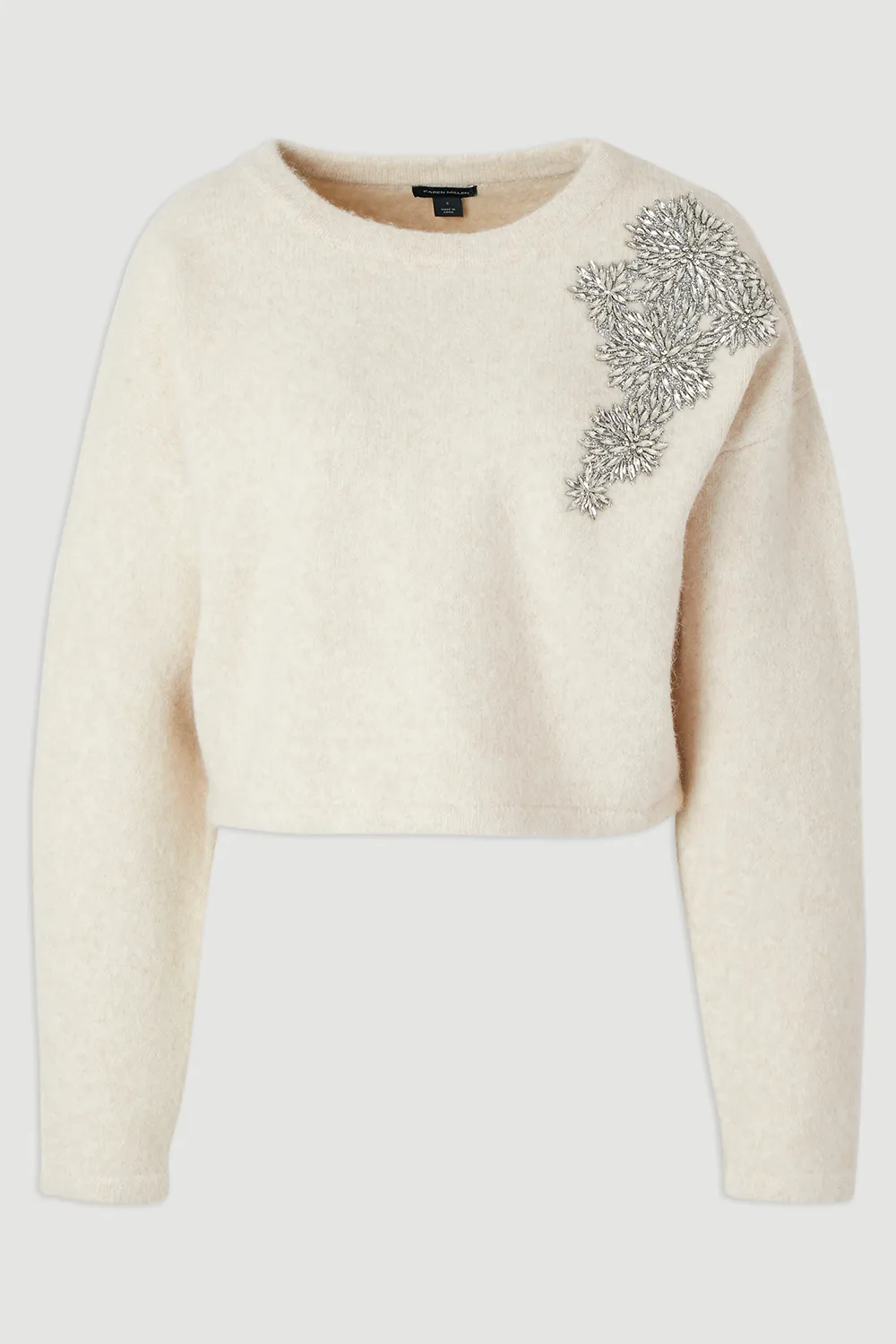 Wool Blend Embellished Cosy Crew Neck Knit Jumper BKK26545