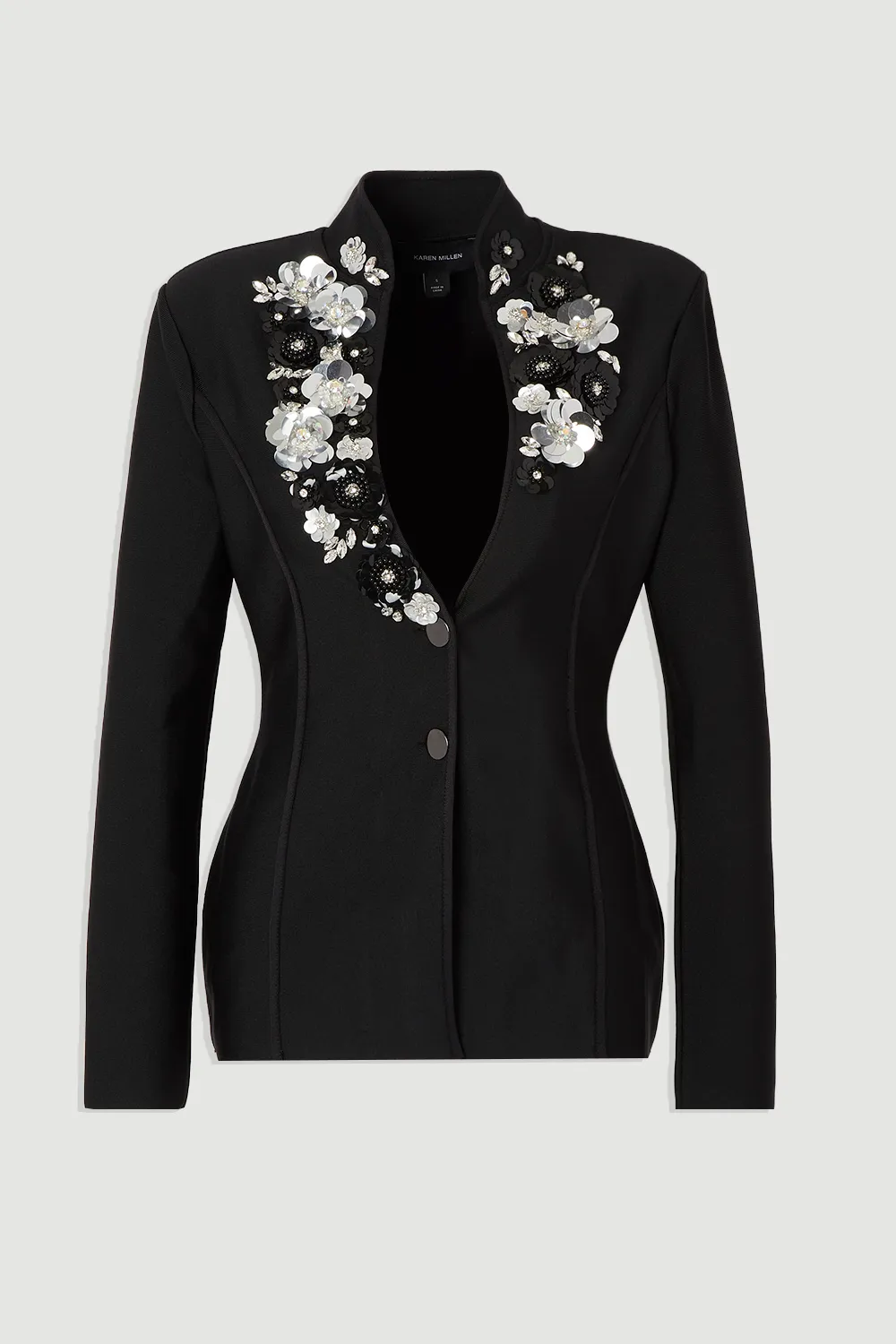 Embellished Figure Form Fitted Blazer Jacket BKK26548 4 Embellished Figure Form Fitted Blazer Jacket BKK26548