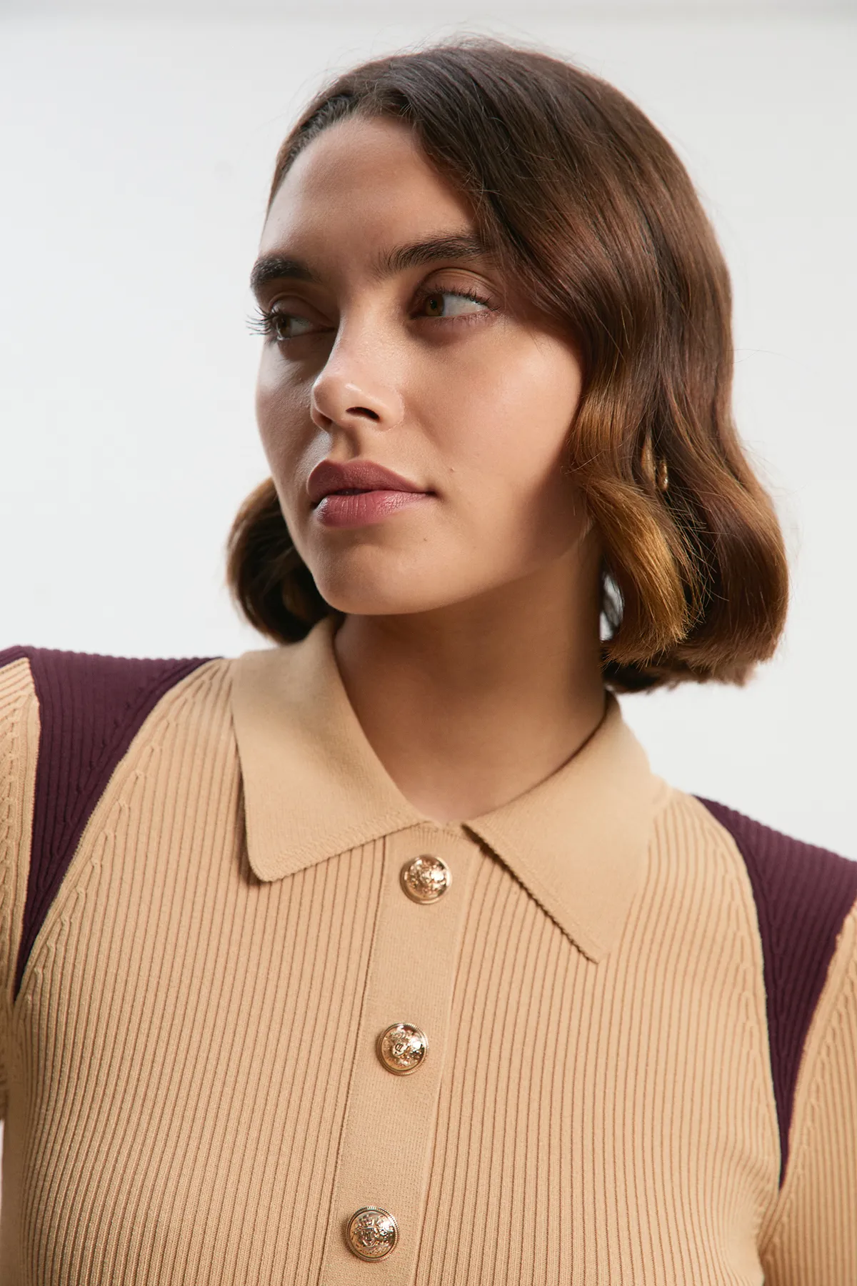 Rib Knit Military Colour Block Midi Dress BKK26580