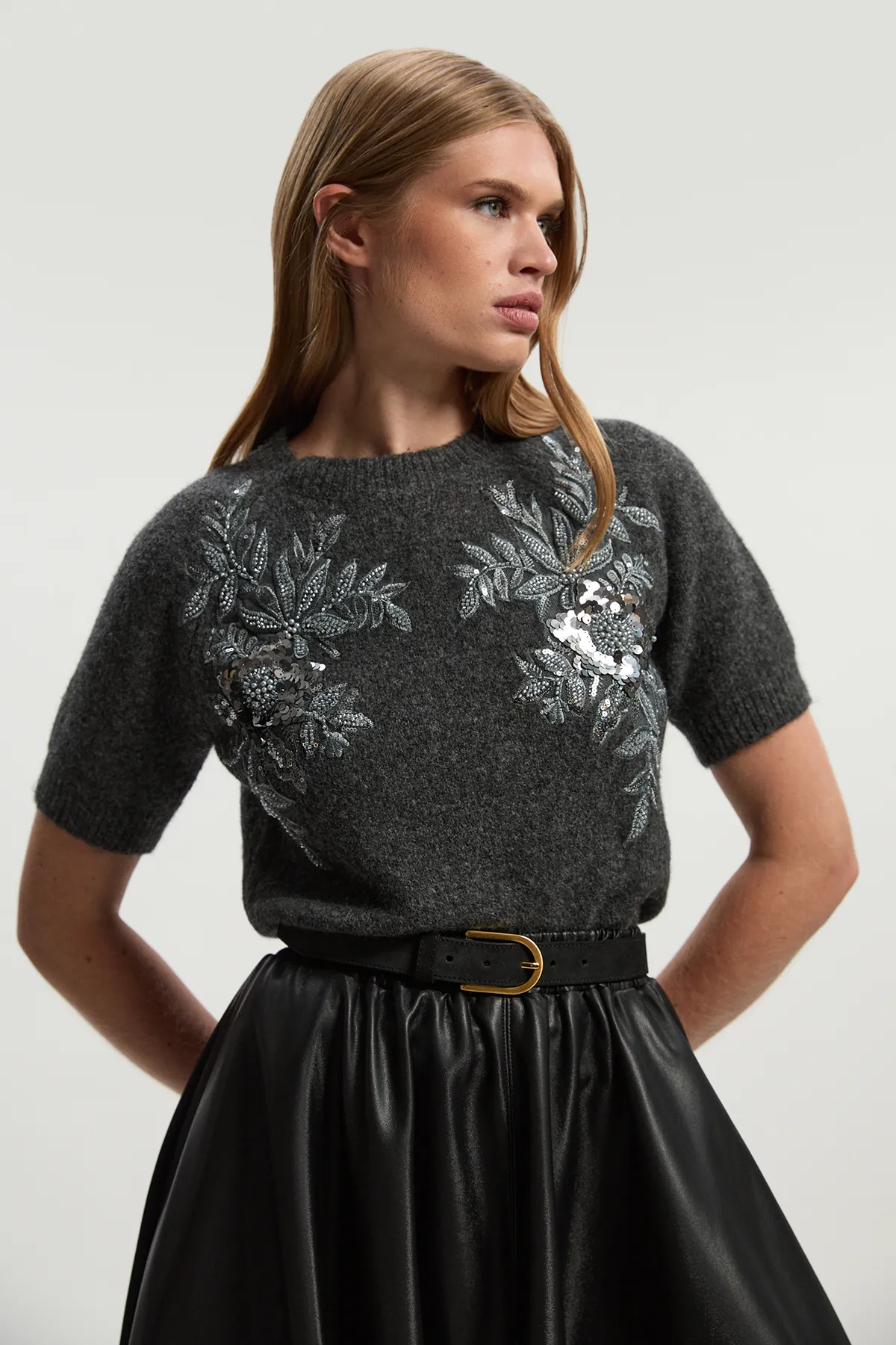 Archive Floral Embellished Cosy Wool Blend Top BKK26581