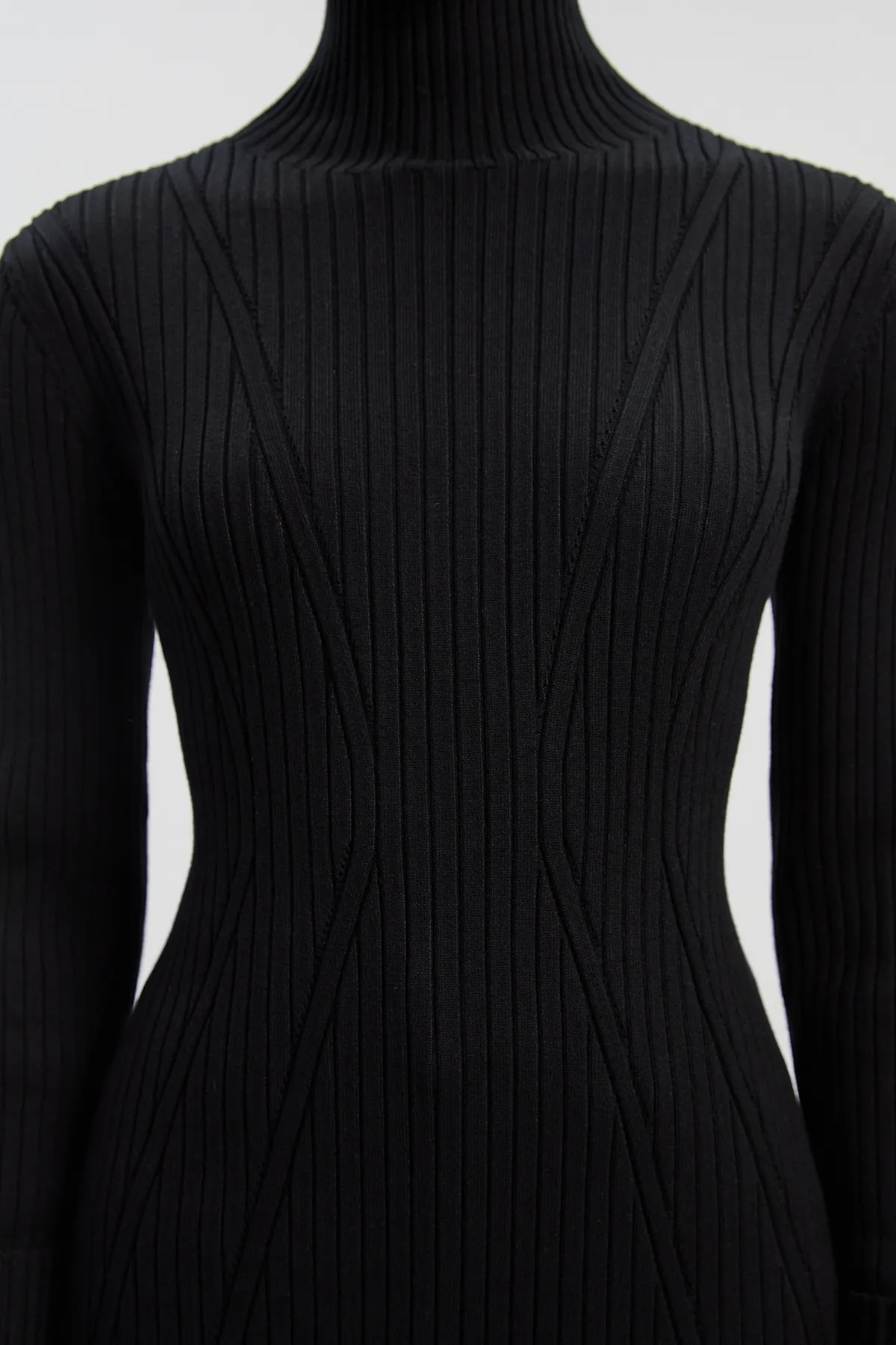 Rib High Neck Longline Knitted Top BKK26584