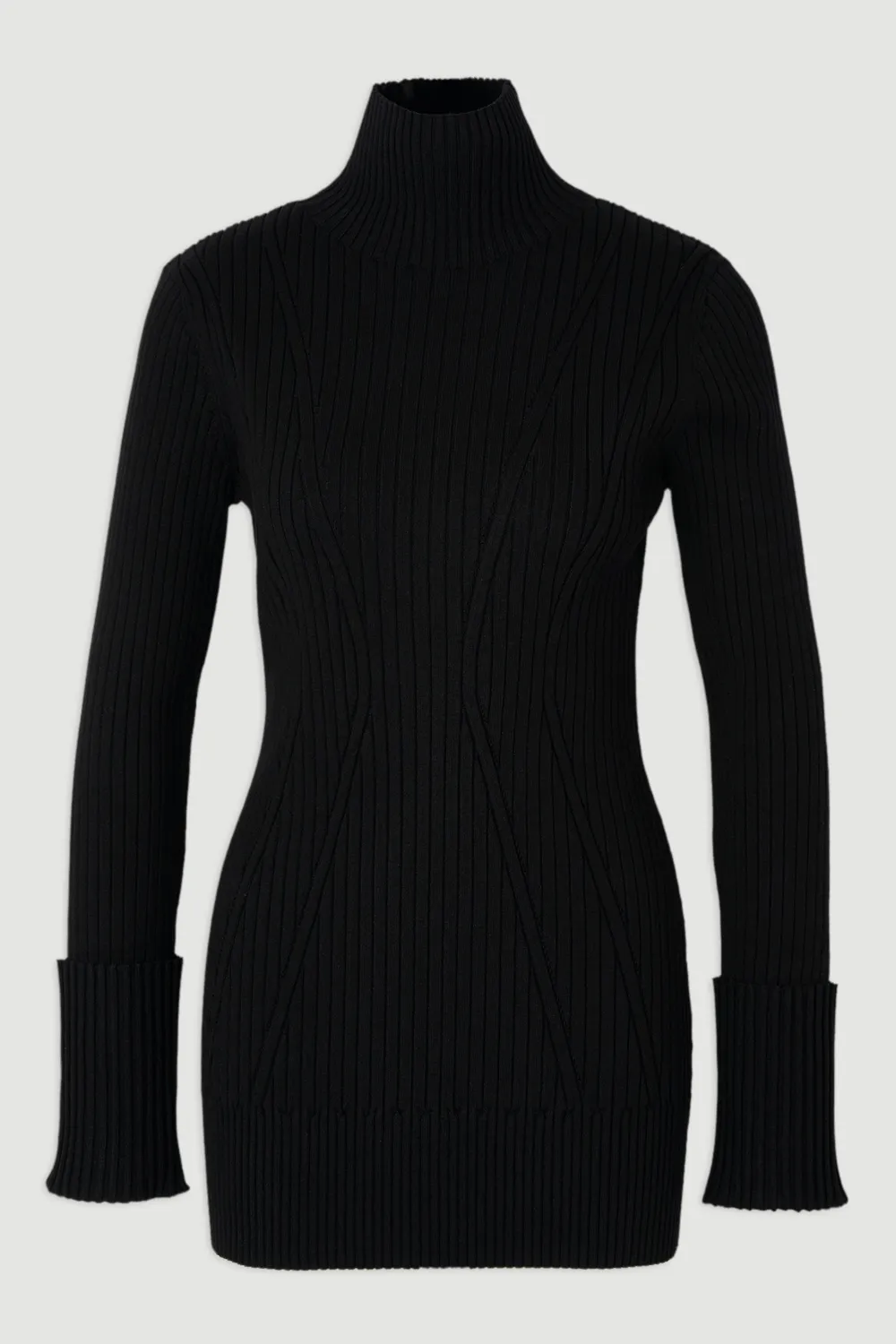 Rib High Neck Longline Knitted Top BKK26584