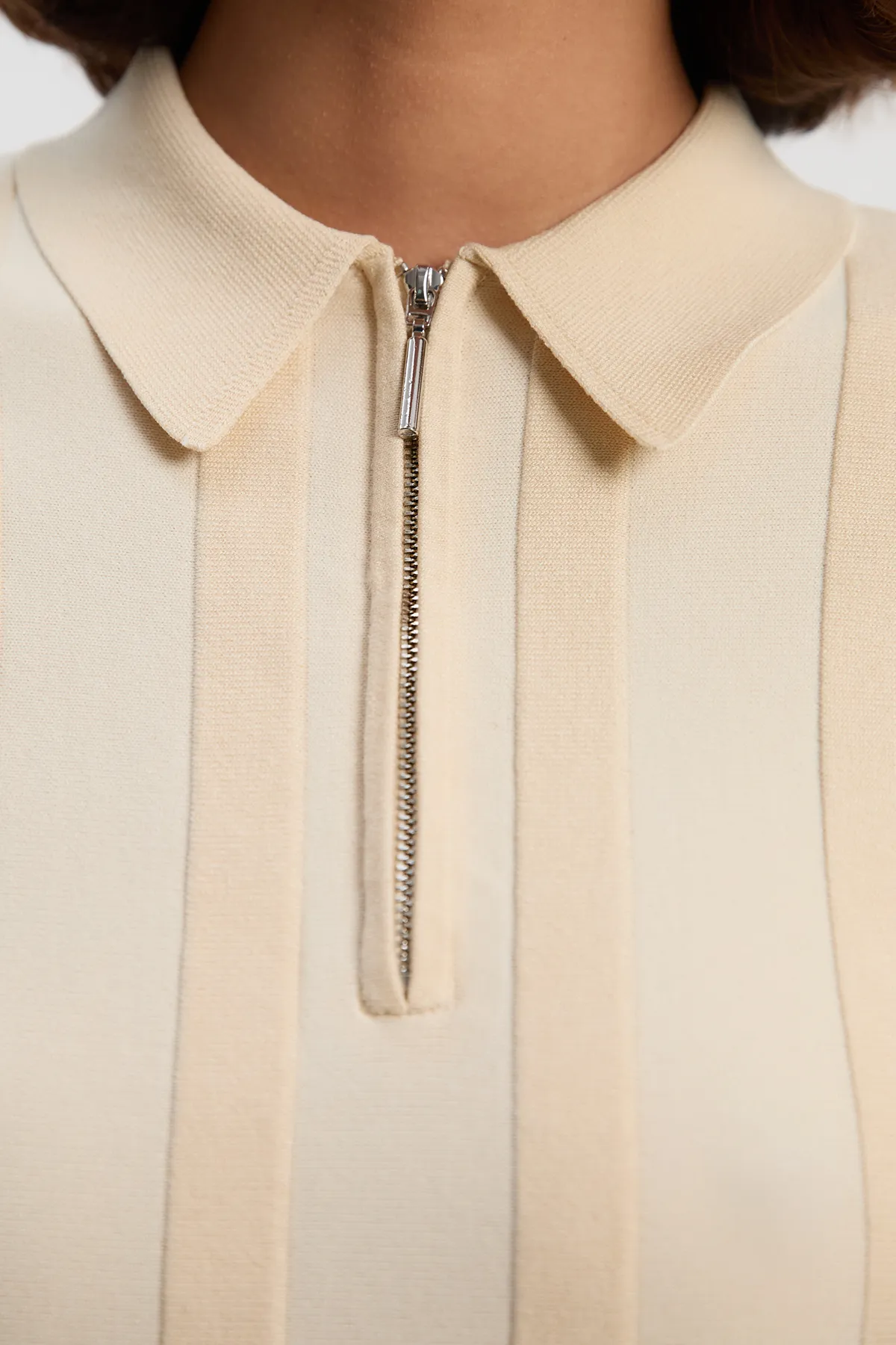 Rib Knit Colour Block Zip Through Top BKK26586