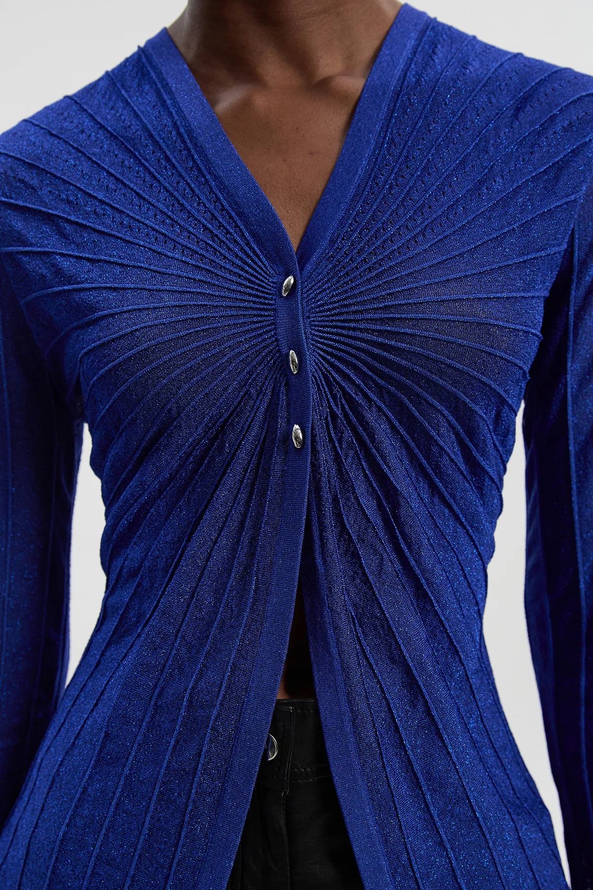 Sparkle Metallic Knitted Fitted Cardigan BKK26593