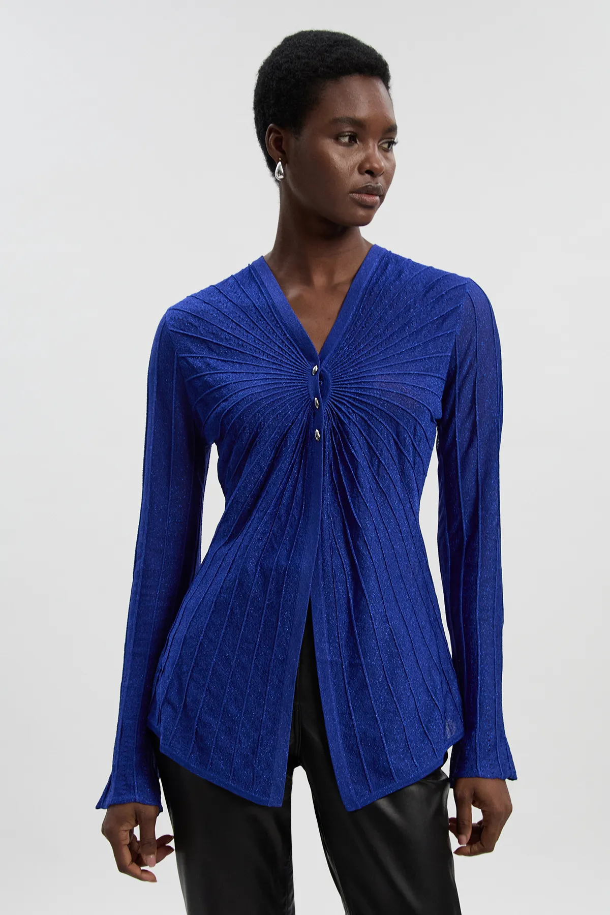 Sparkle Metallic Knitted Fitted Cardigan BKK26593