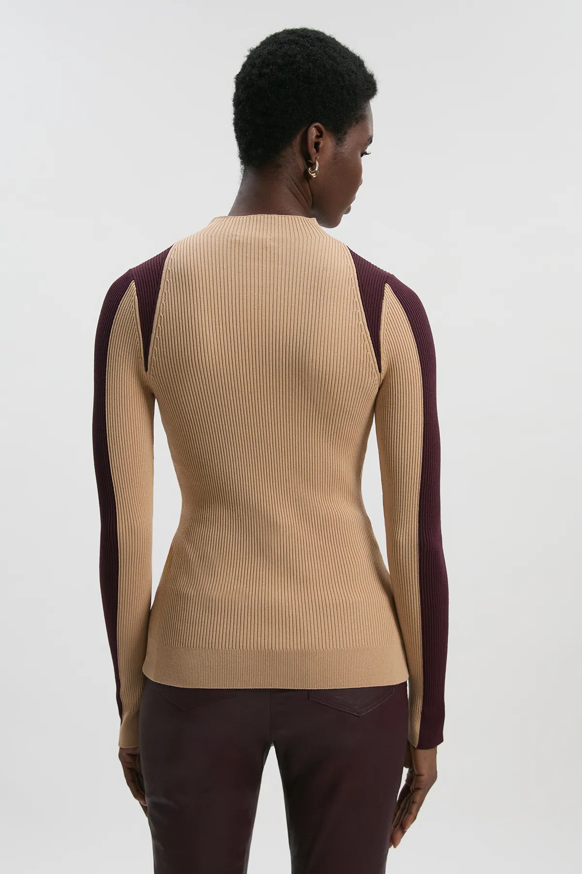 Rib Knit Colour Block Top BKK26596