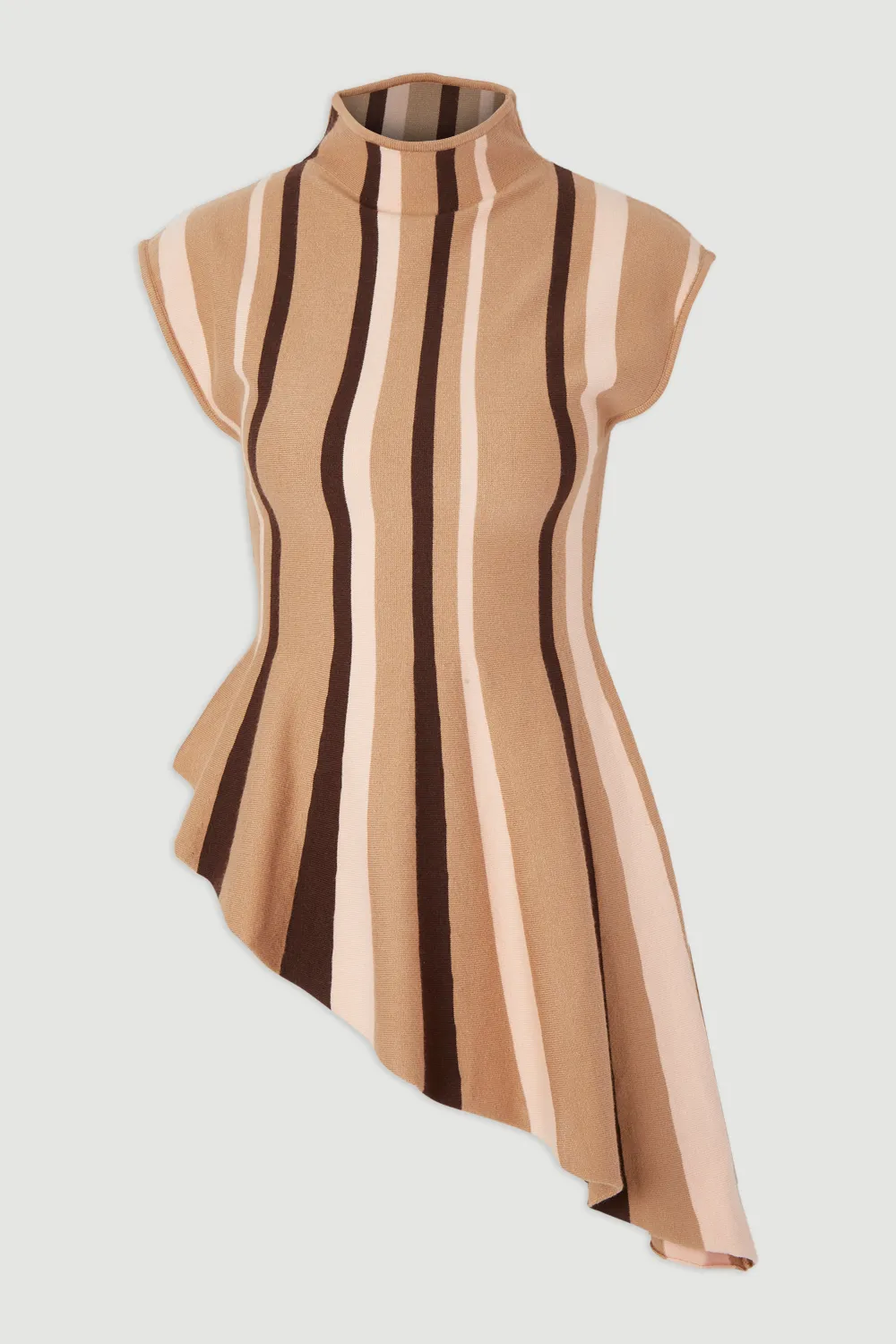 Stripe Viscose Blend Asymmetric Hem Knit Top BKK26639 4 Stripe Viscose Blend Asymmetric Hem Knit Top BKK26639