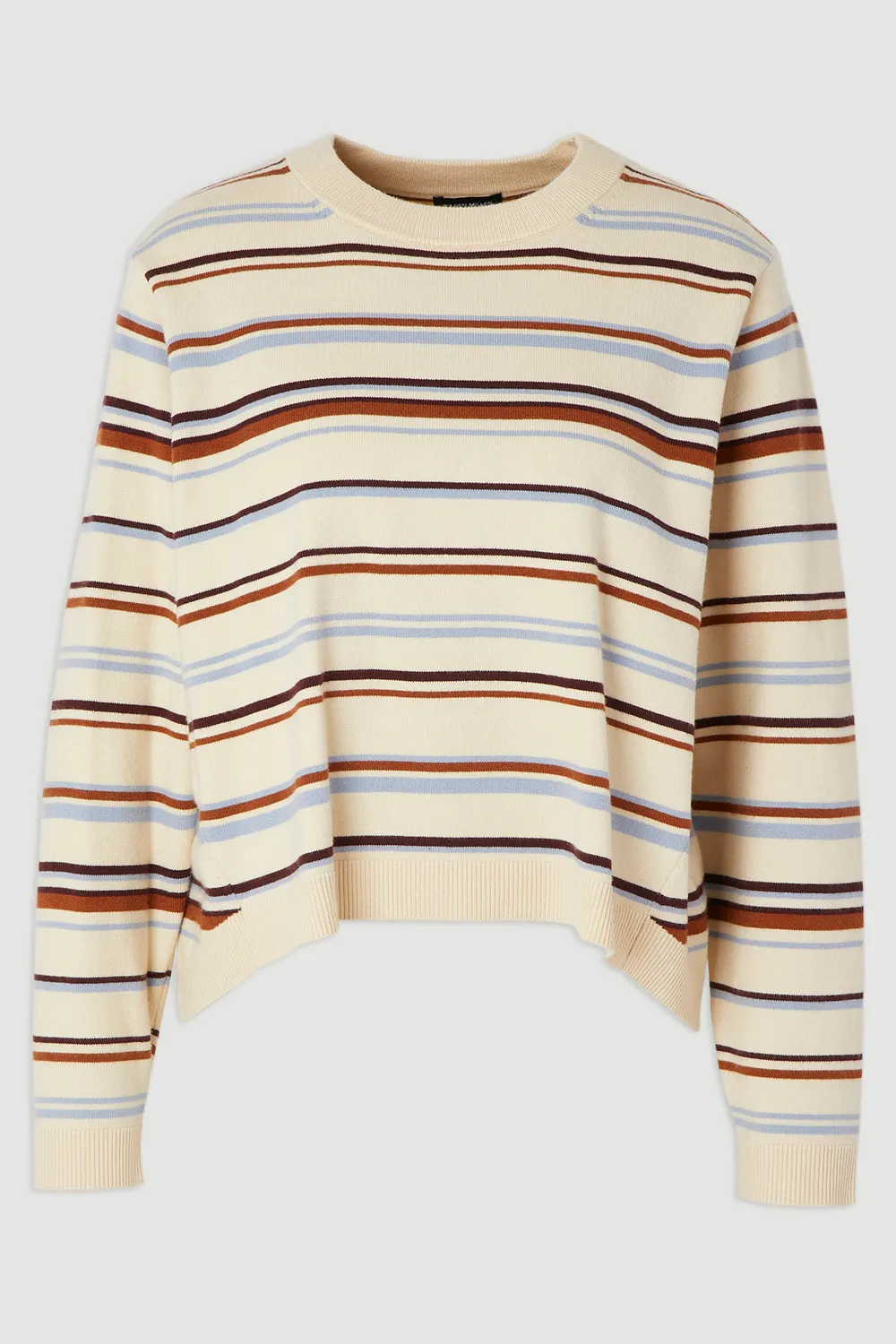 Stripe Viscose Blend Crew Neck Knit Top BKK26641